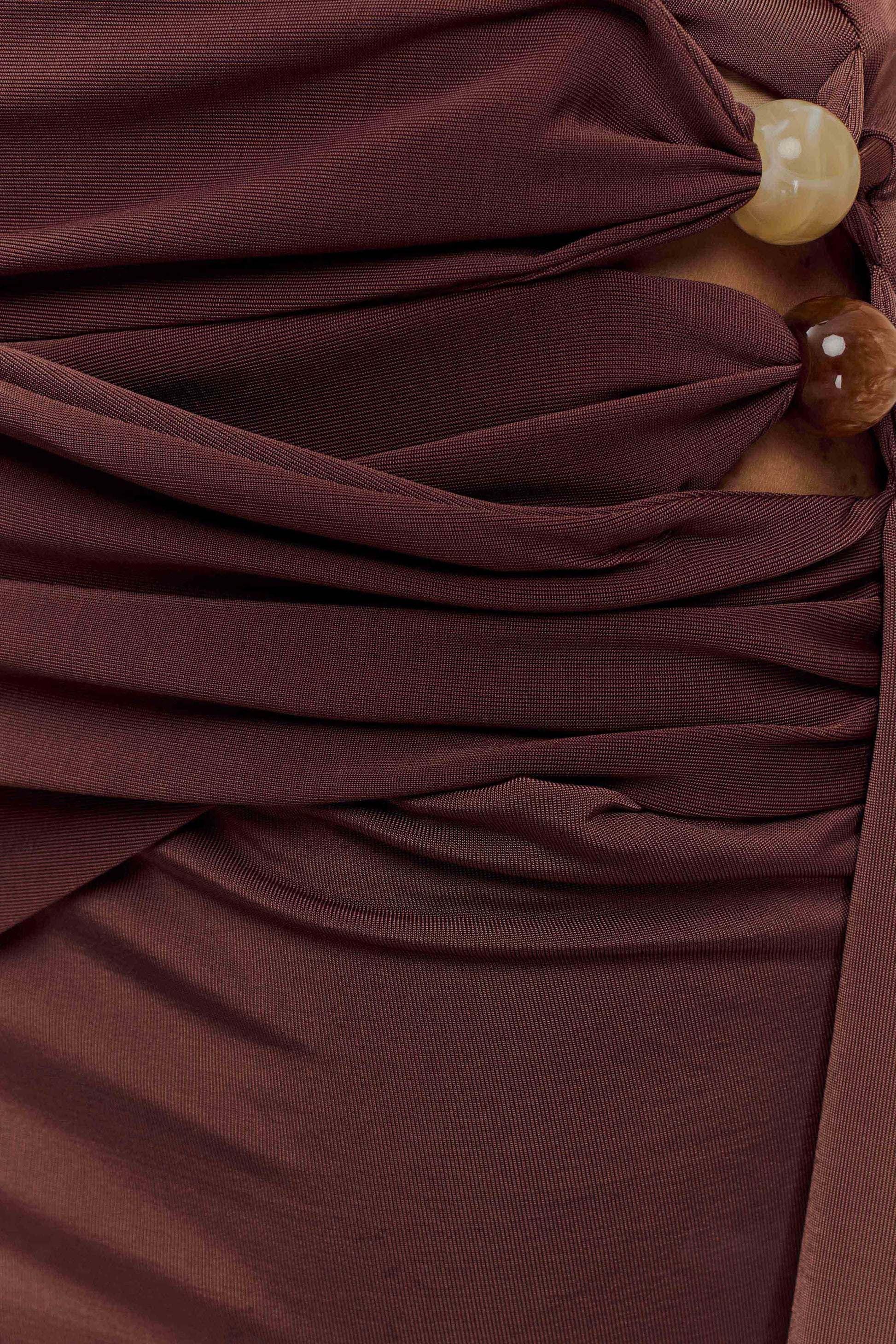 Alicent Slinky Beaded Mini Skirt - Chocolate #7