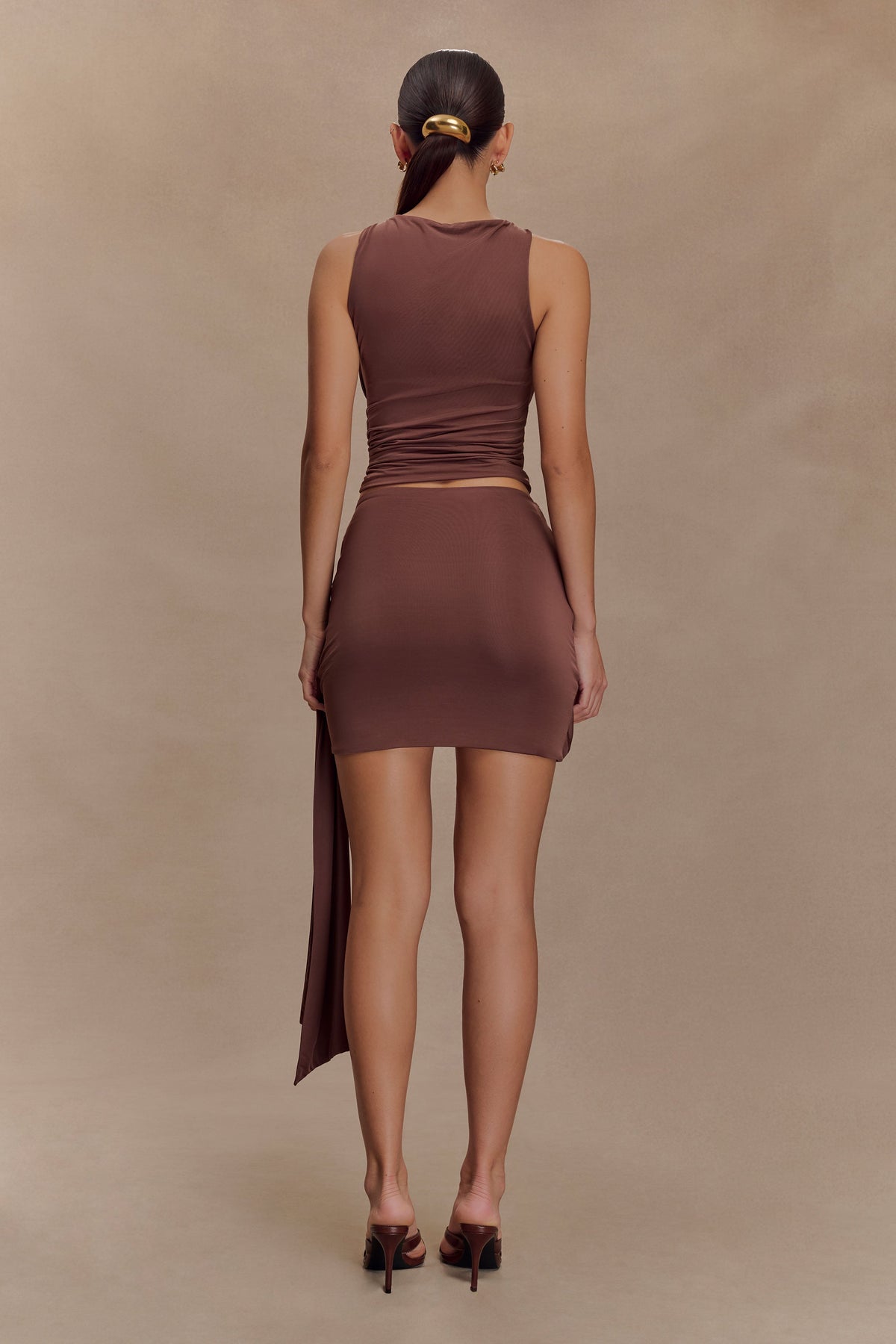 Alicent Slinky Beaded Mini Skirt - Chocolate #5