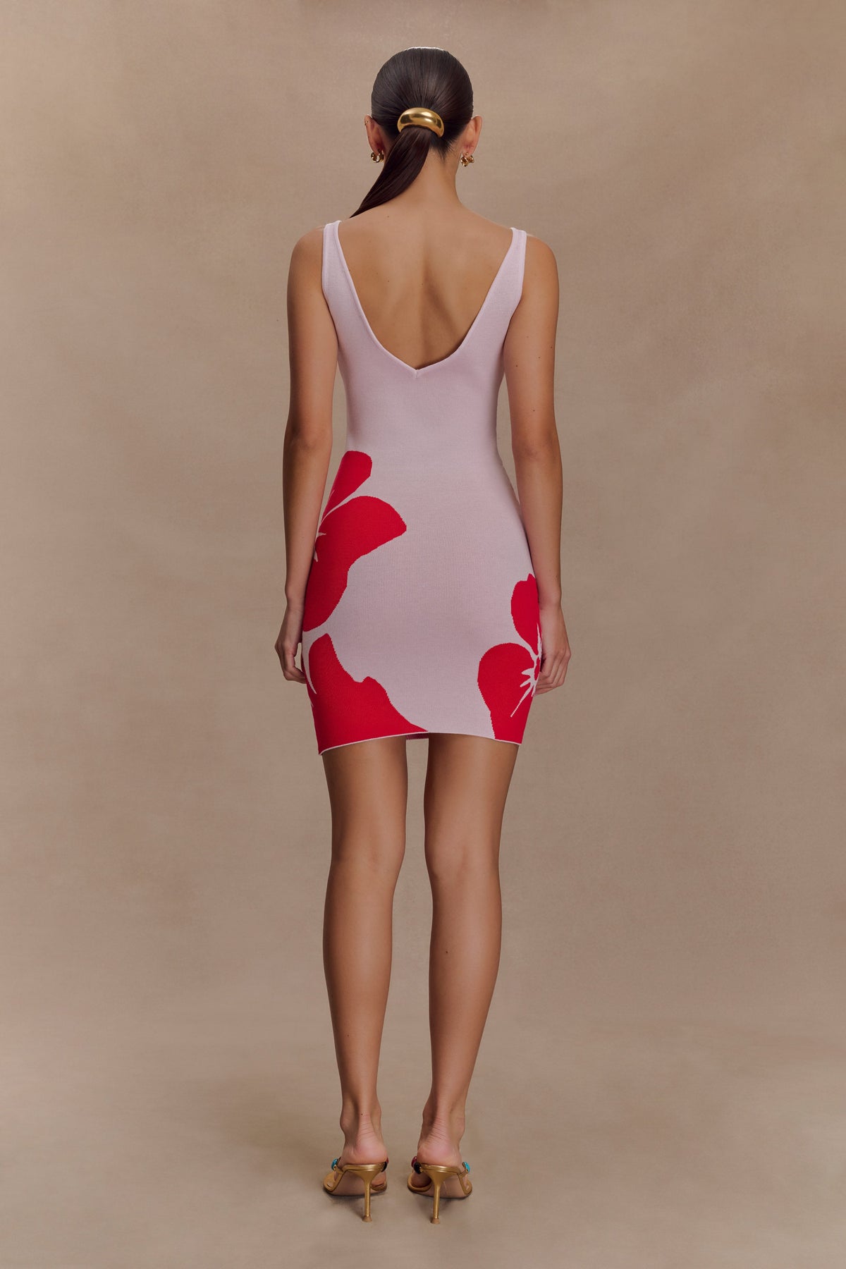 Dorothy Knit Print Mini Dress - Red Deco Fleur Print #5