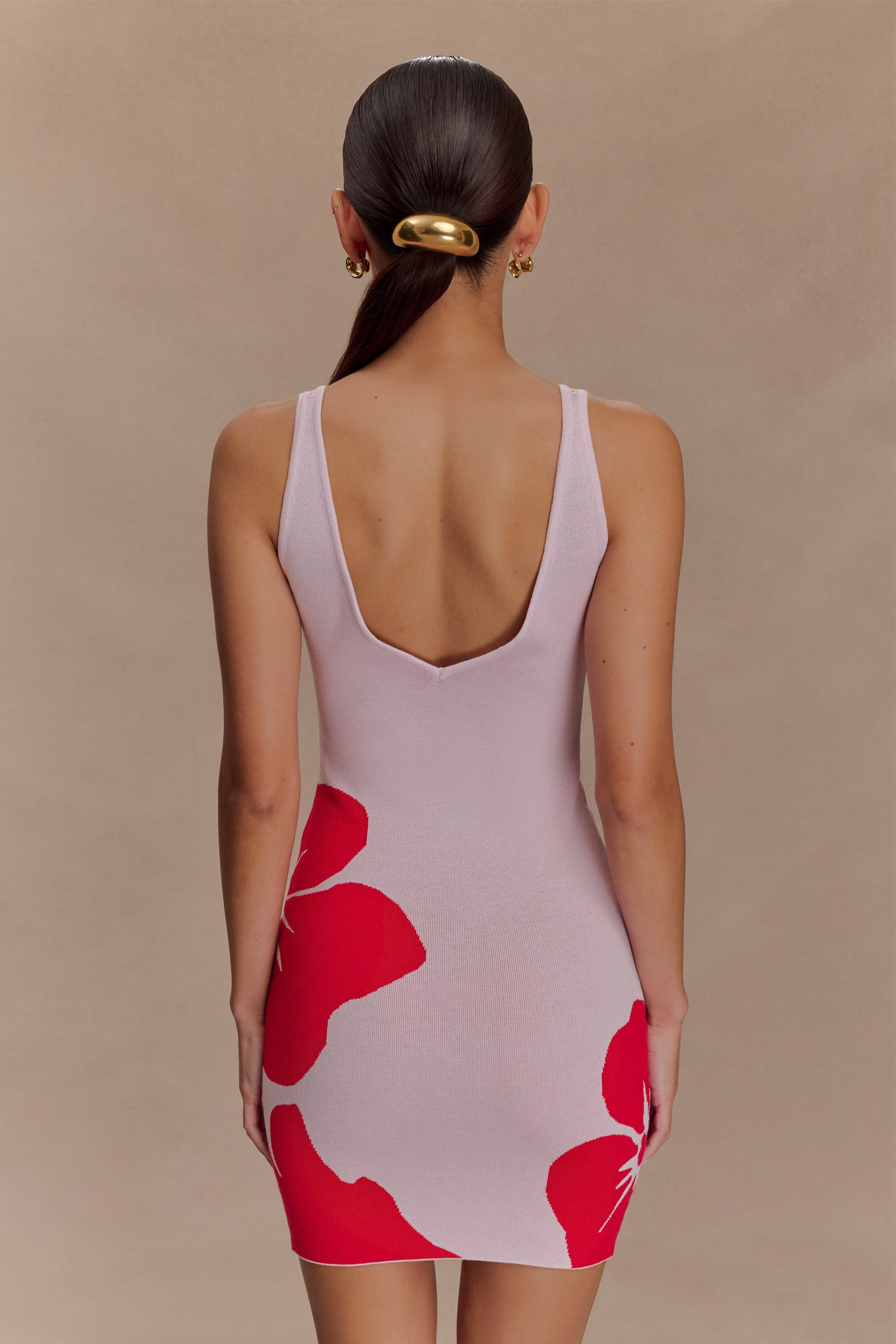 Dorothy Knit Print Mini Dress - Red Deco Fleur Print #2