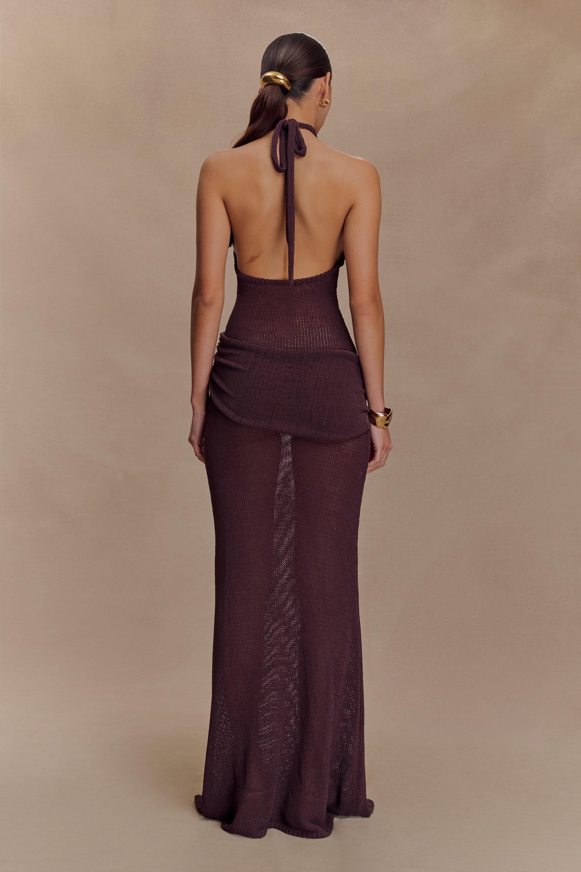 Reece Halter Knit Maxi Dress - Chocolate #3