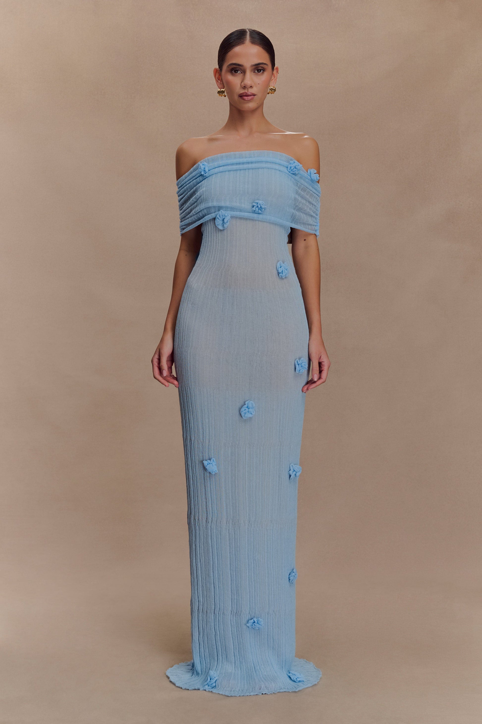 Brynn Orchid Knit Maxi Dress - Baby Blue #2