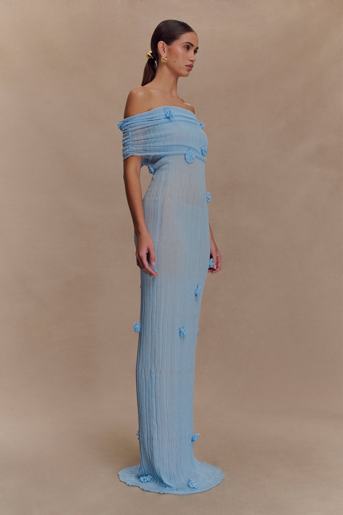 Brynn Orchid Knit Maxi Dress - Baby Blue #5