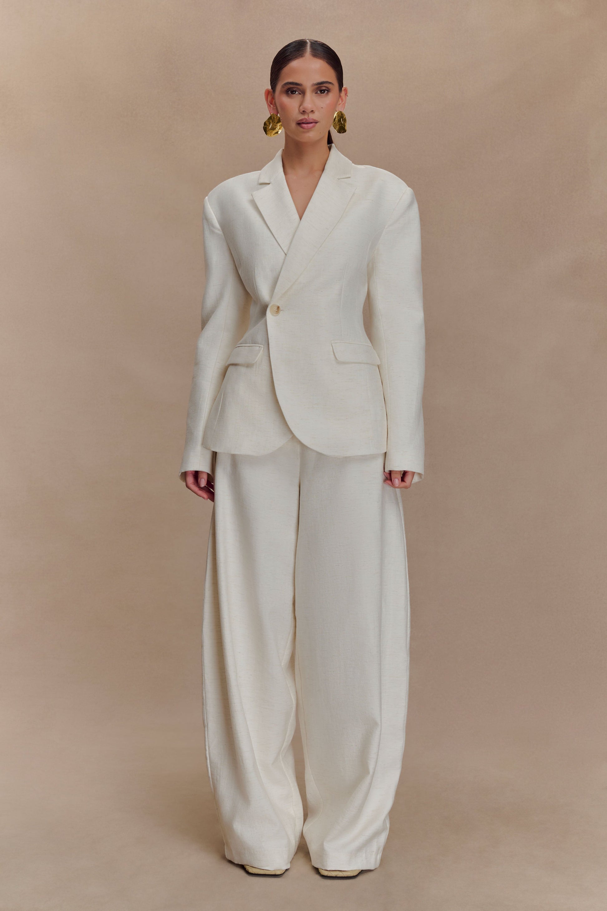 Jameson Cinched Linen Blazer - Oat Marle #5