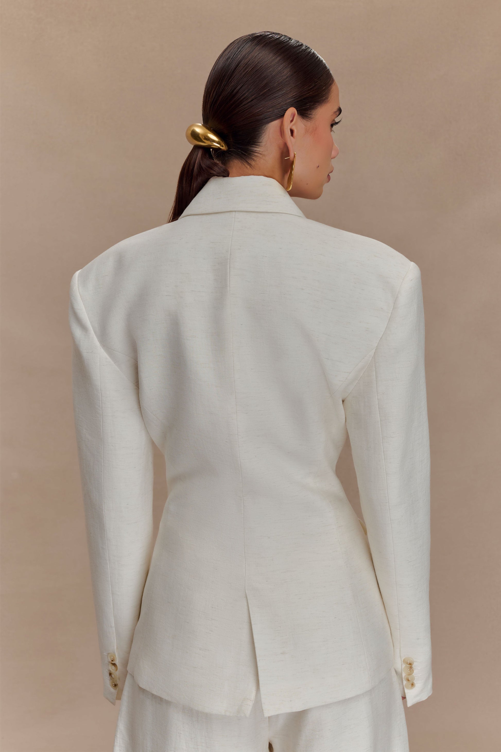 Jameson Cinched Linen Blazer - Oat Marle #2