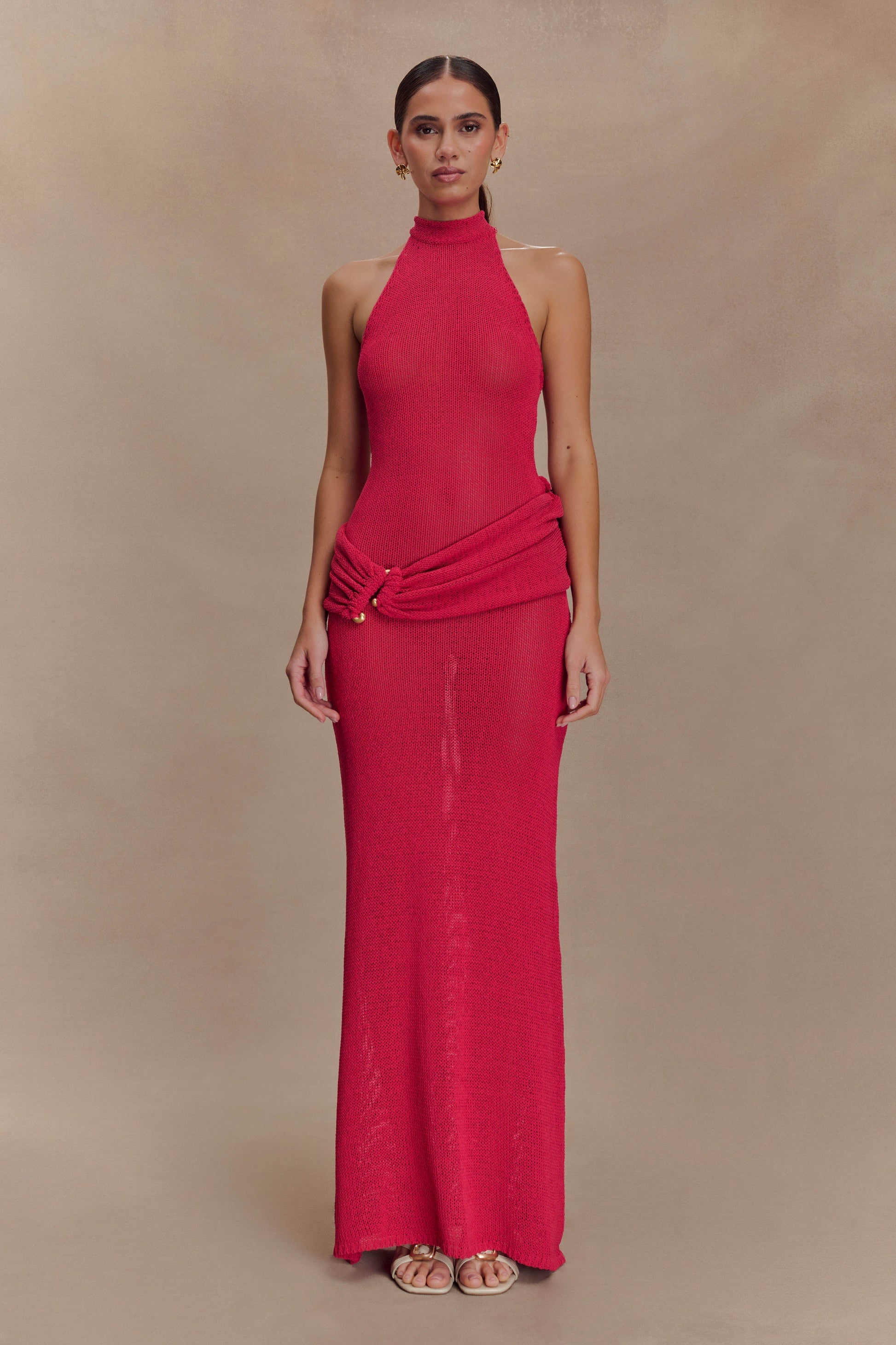 Reece Halter Knit Maxi Dress - Dragonfruit #5