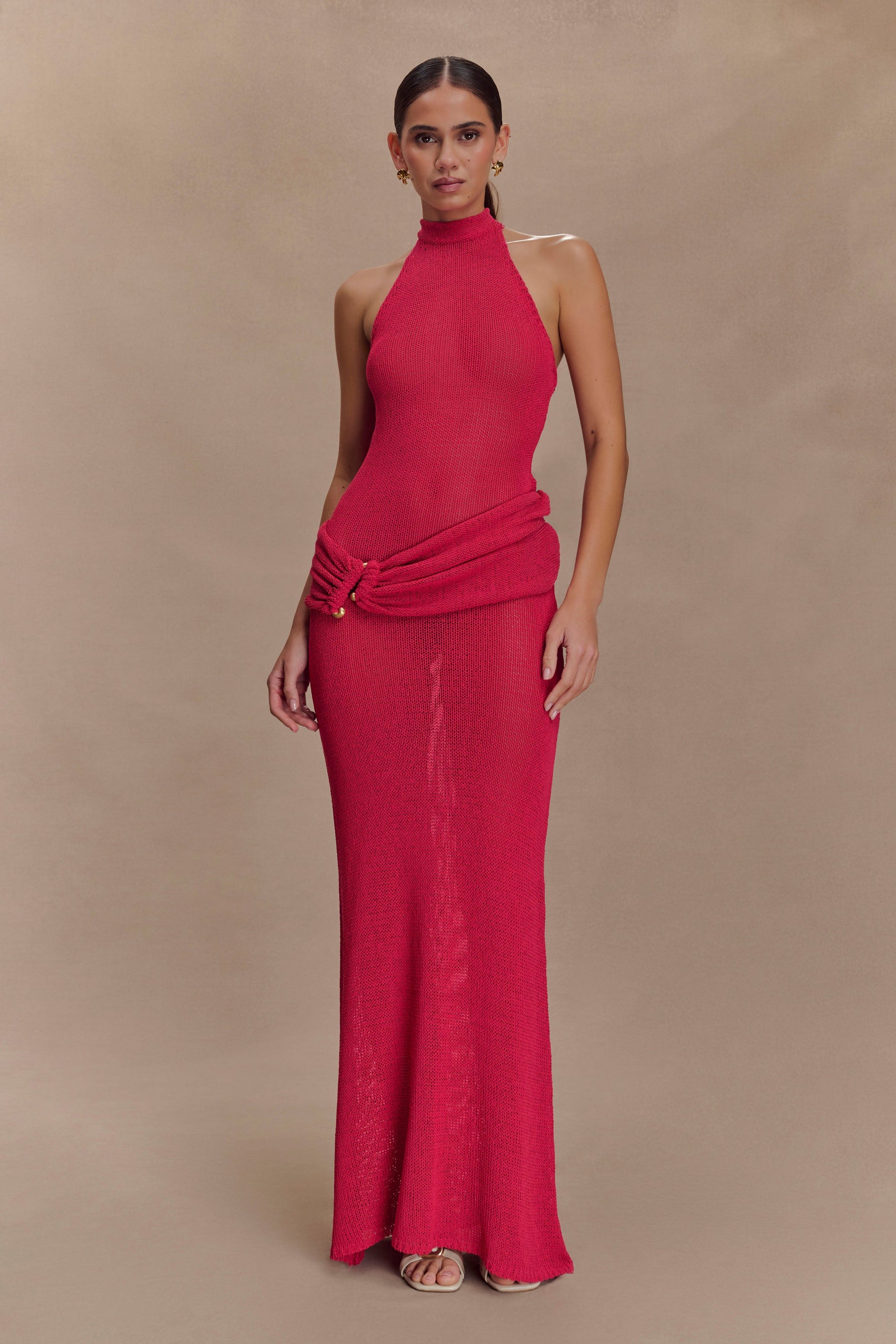 Reece Halter Knit Maxi Dress - Dragonfruit #3
