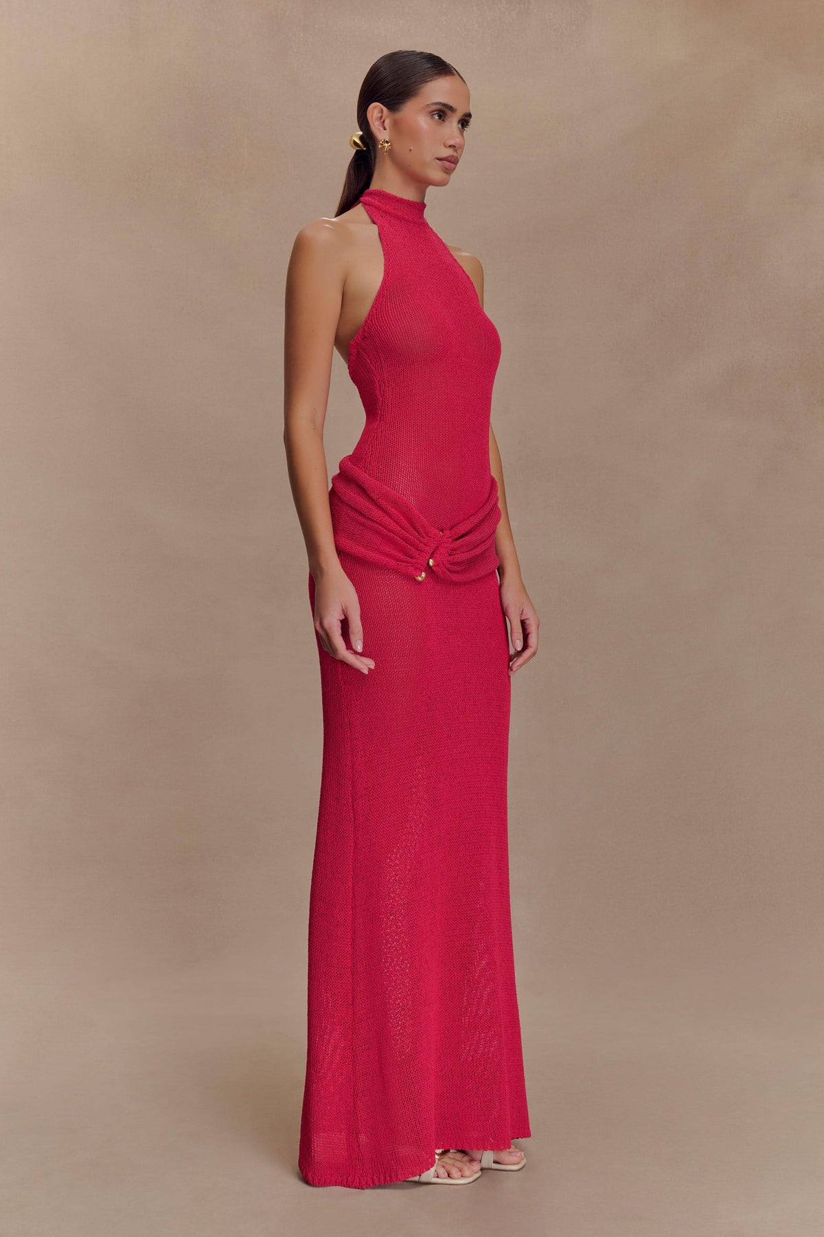 Reece Halter Knit Maxi Dress - Dragonfruit #4