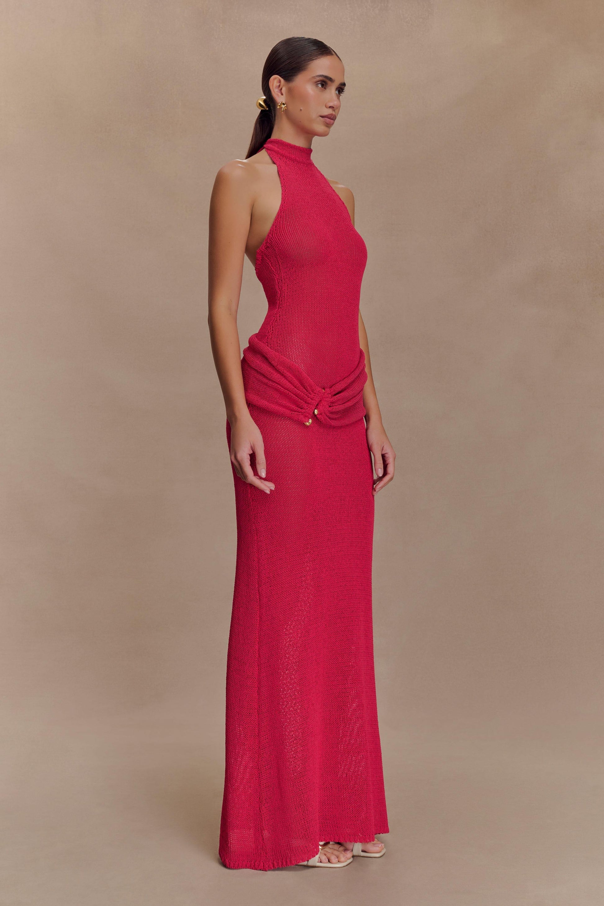 Reece Halter Knit Maxi Dress - Dragonfruit #5