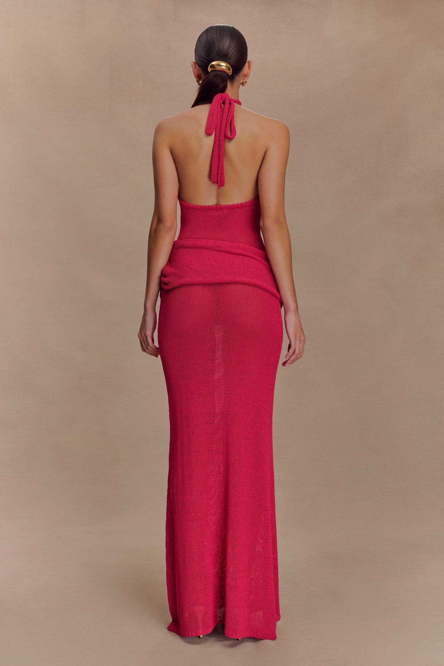 Reece Halter Knit Maxi Dress - Dragonfruit