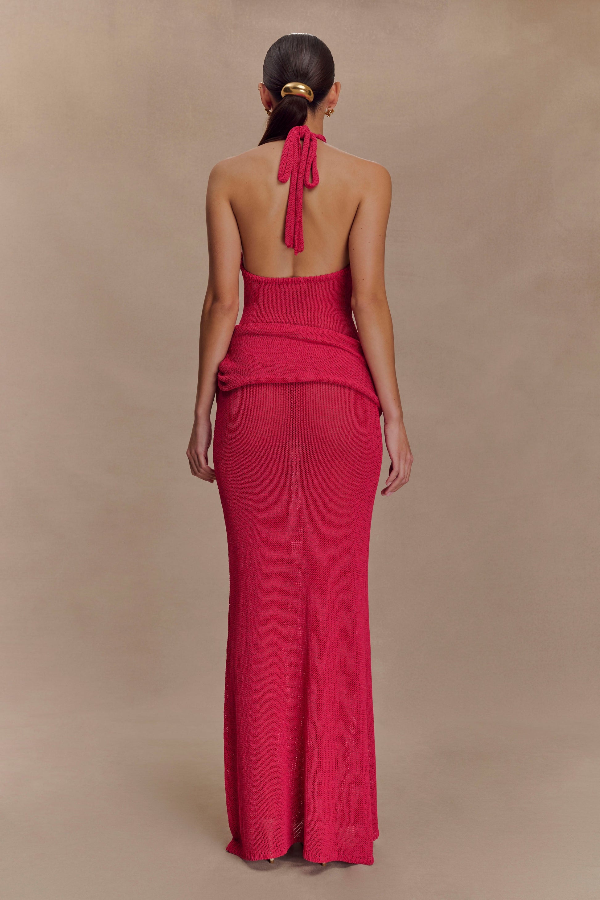 Reece Halter Knit Maxi Dress - Dragonfruit #2