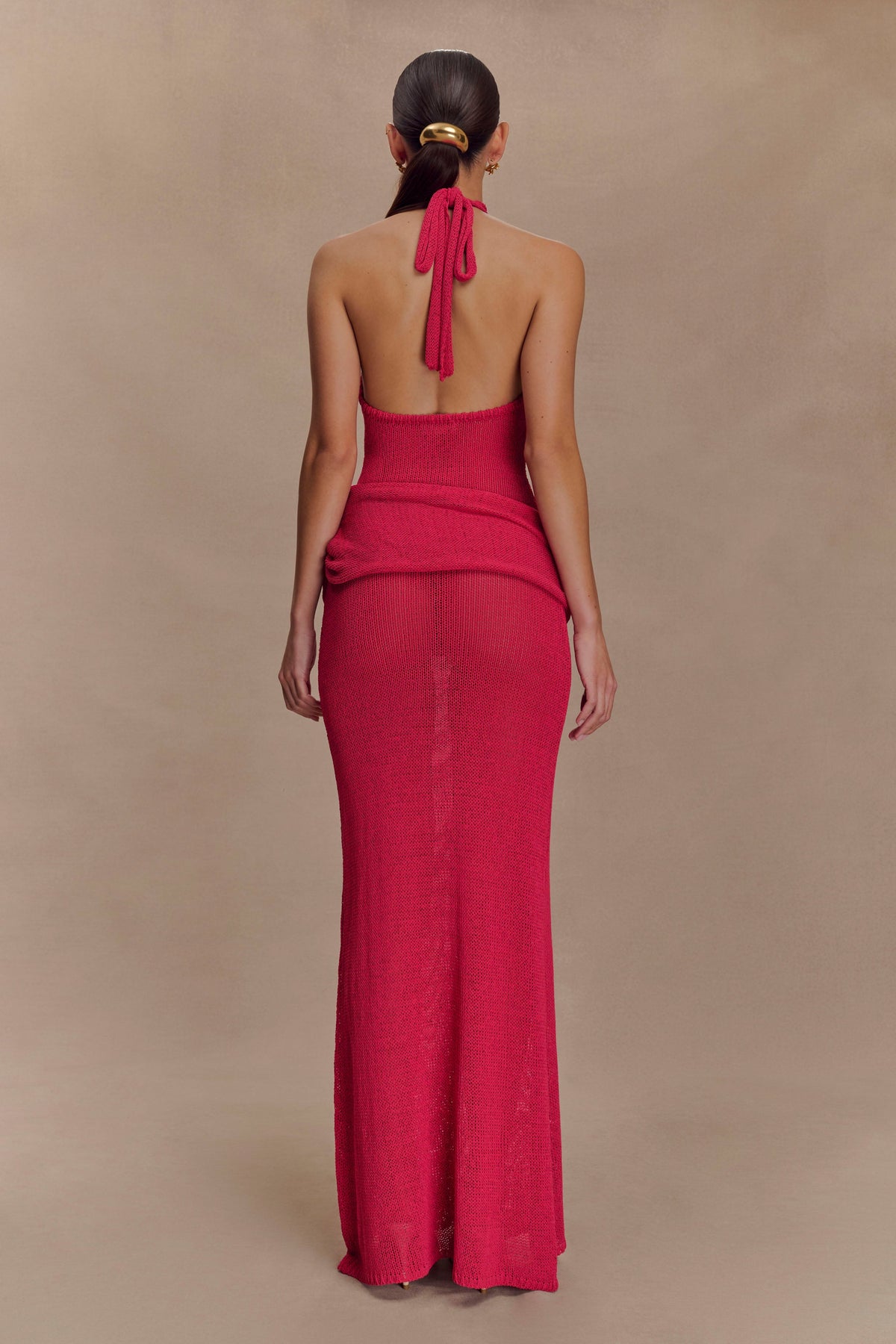 Reece Halter Knit Maxi Dress - Dragonfruit