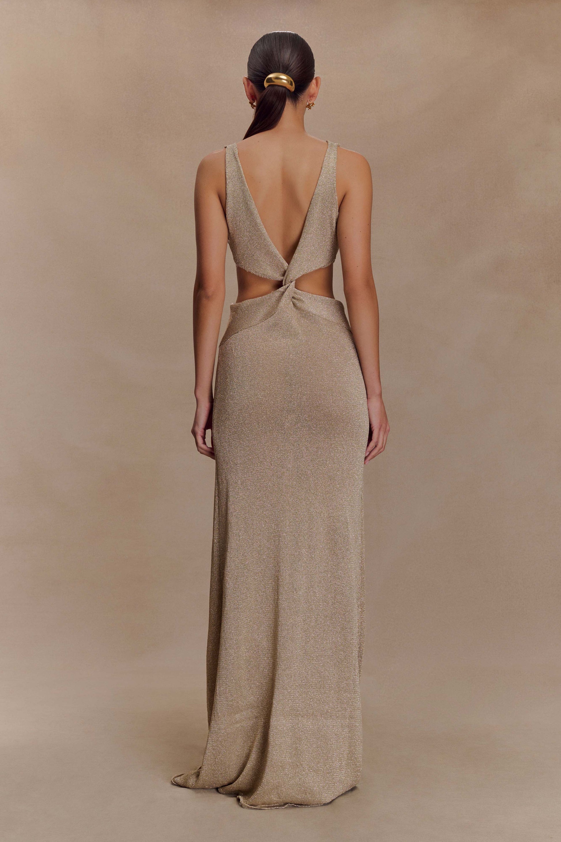 Gracelyn Twisted Metallic Knit Maxi Dress - Gold #2