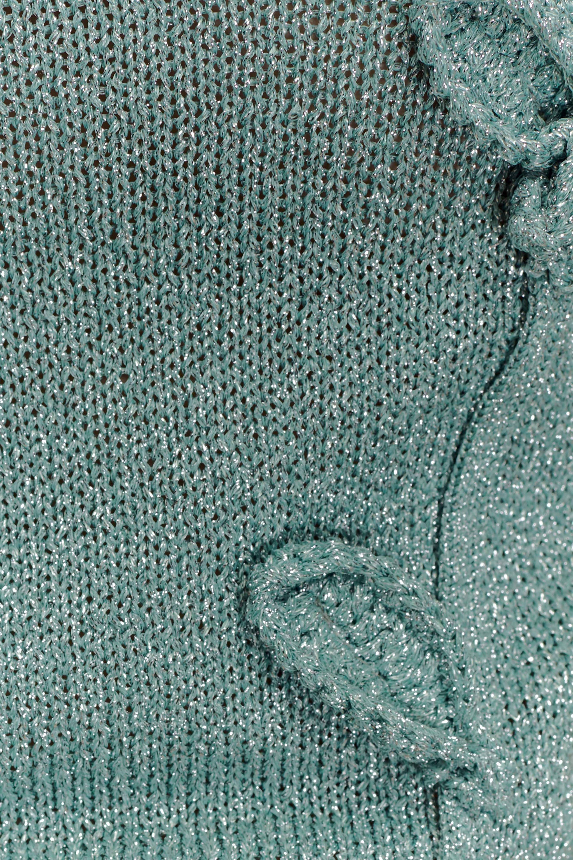 Leone One Shoulder Metallic Knit Top - Aqua #7