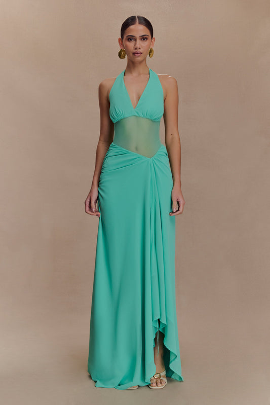 Jonna Chiffon And Mesh Maxi Dress - Lagoon