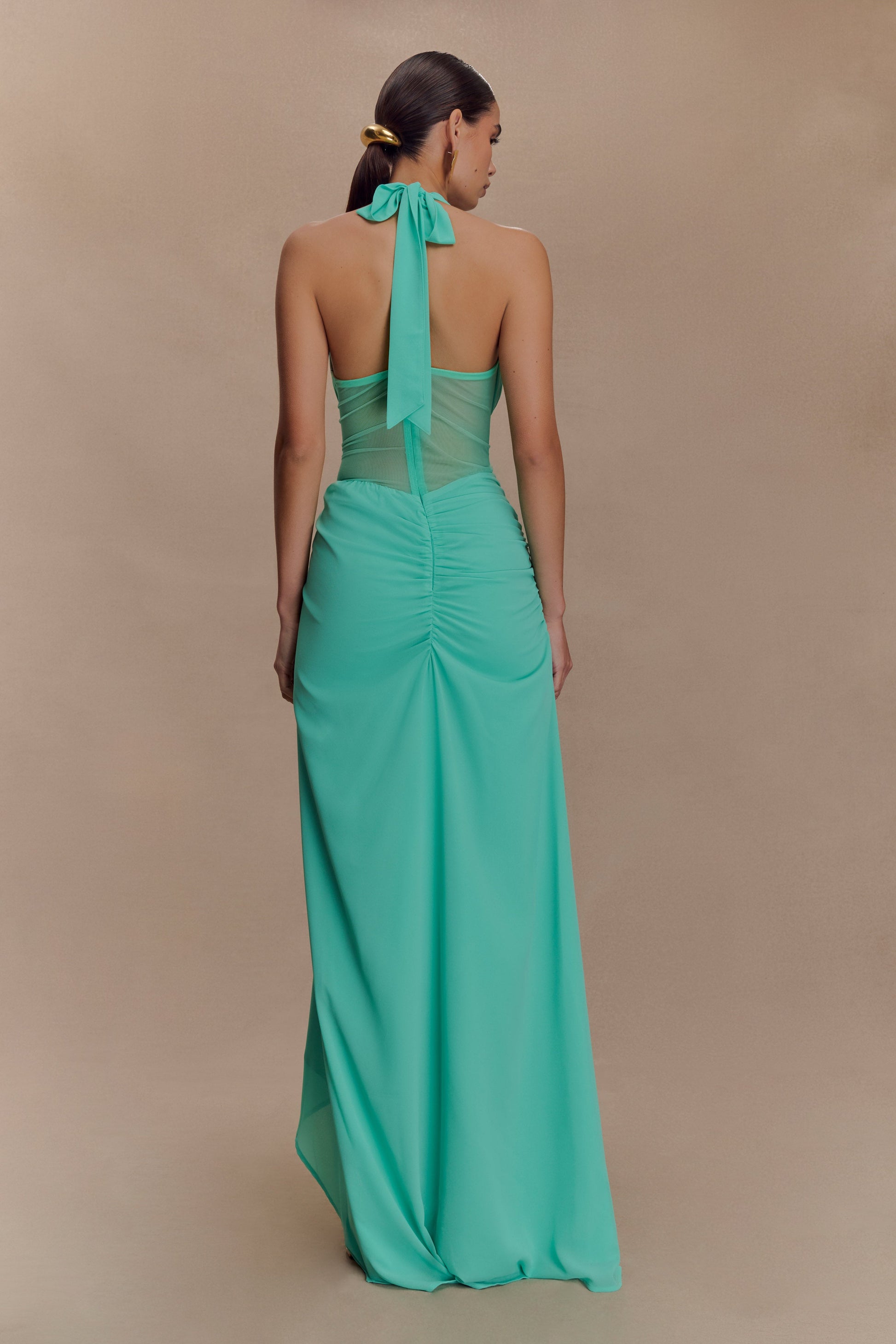 Jonna Chiffon And Mesh Maxi Dress - Lagoon #2
