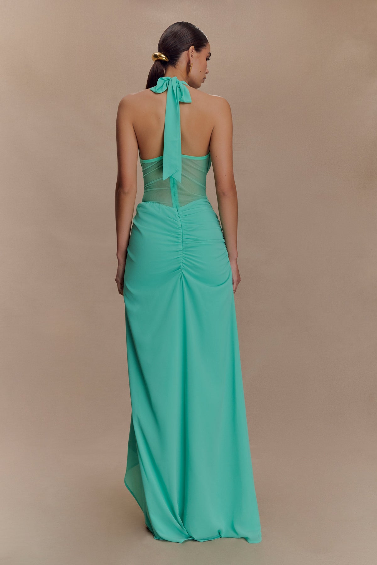Jonna Chiffon And Mesh Maxi Dress - Lagoon #2