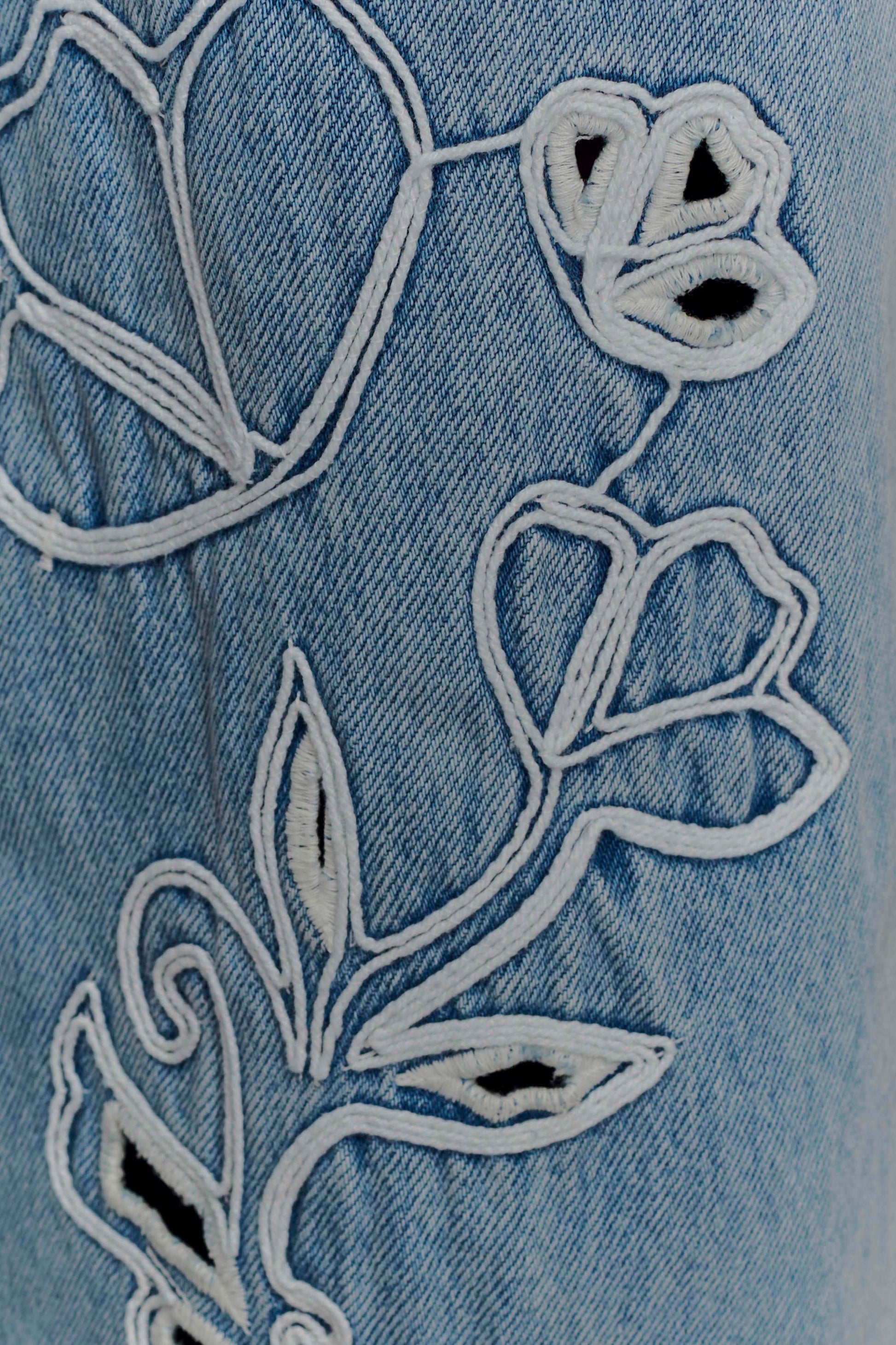 Carmella Embroided Jeans - Mid Blue #5