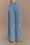 Carmella Embroided Jeans - Mid Blue