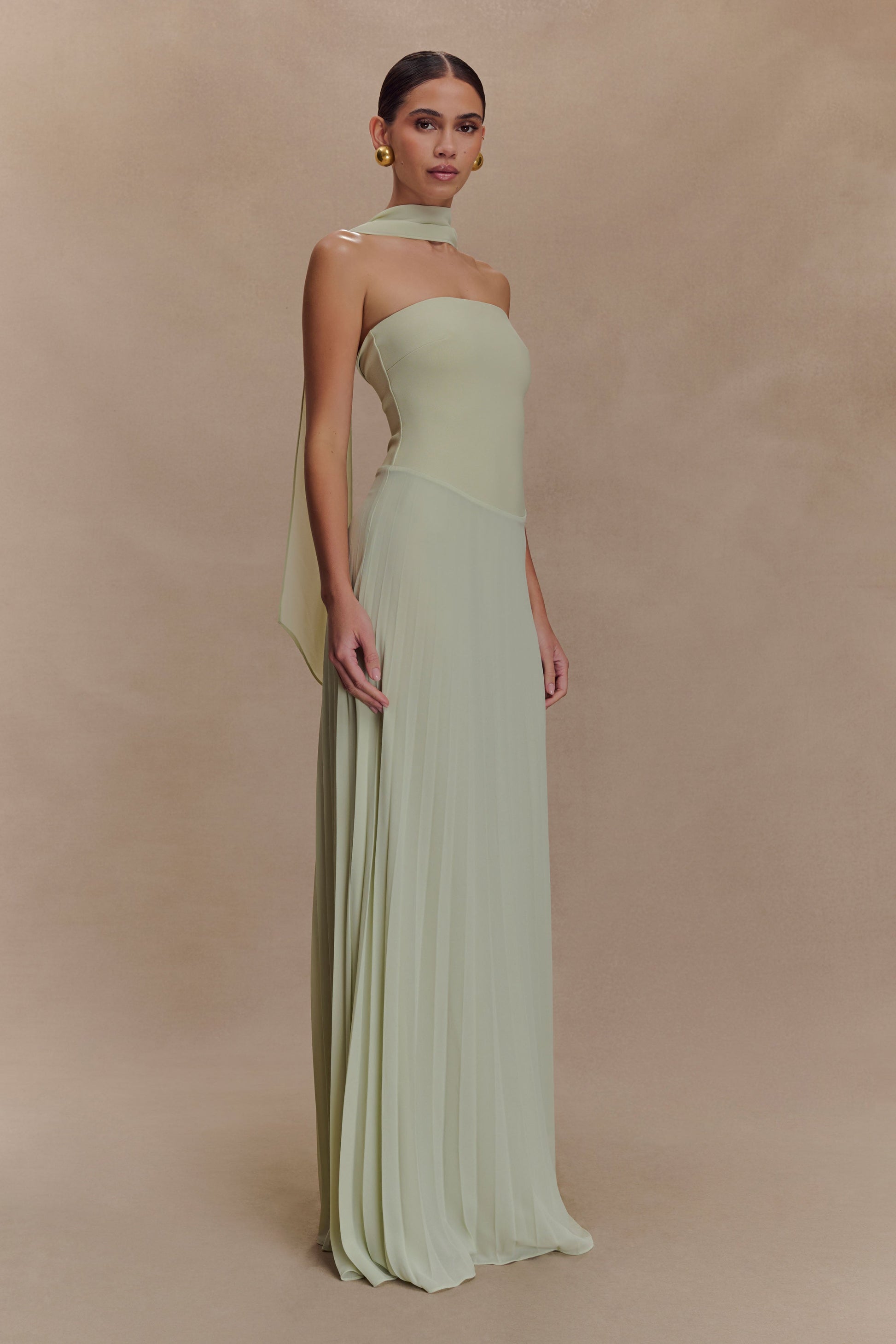 Caira Chiffon Scarf Maxi Dress - Sage #5