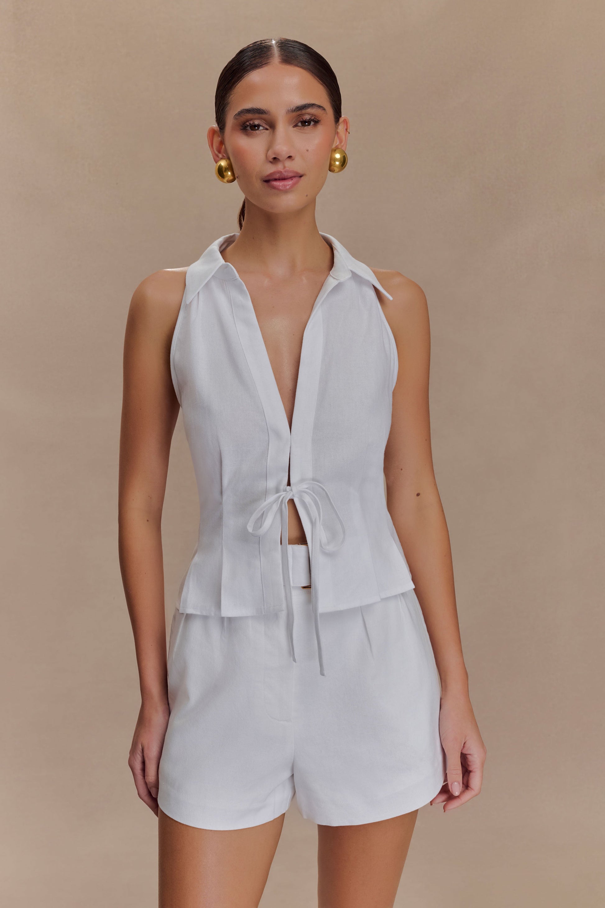 Scout Sleeveless Linen Shirt - White #5