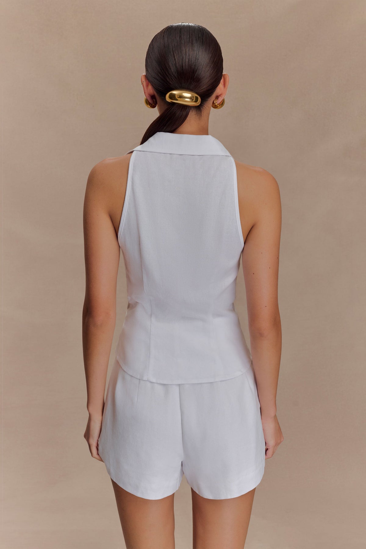 Scout Sleeveless Linen Shirt - White #6