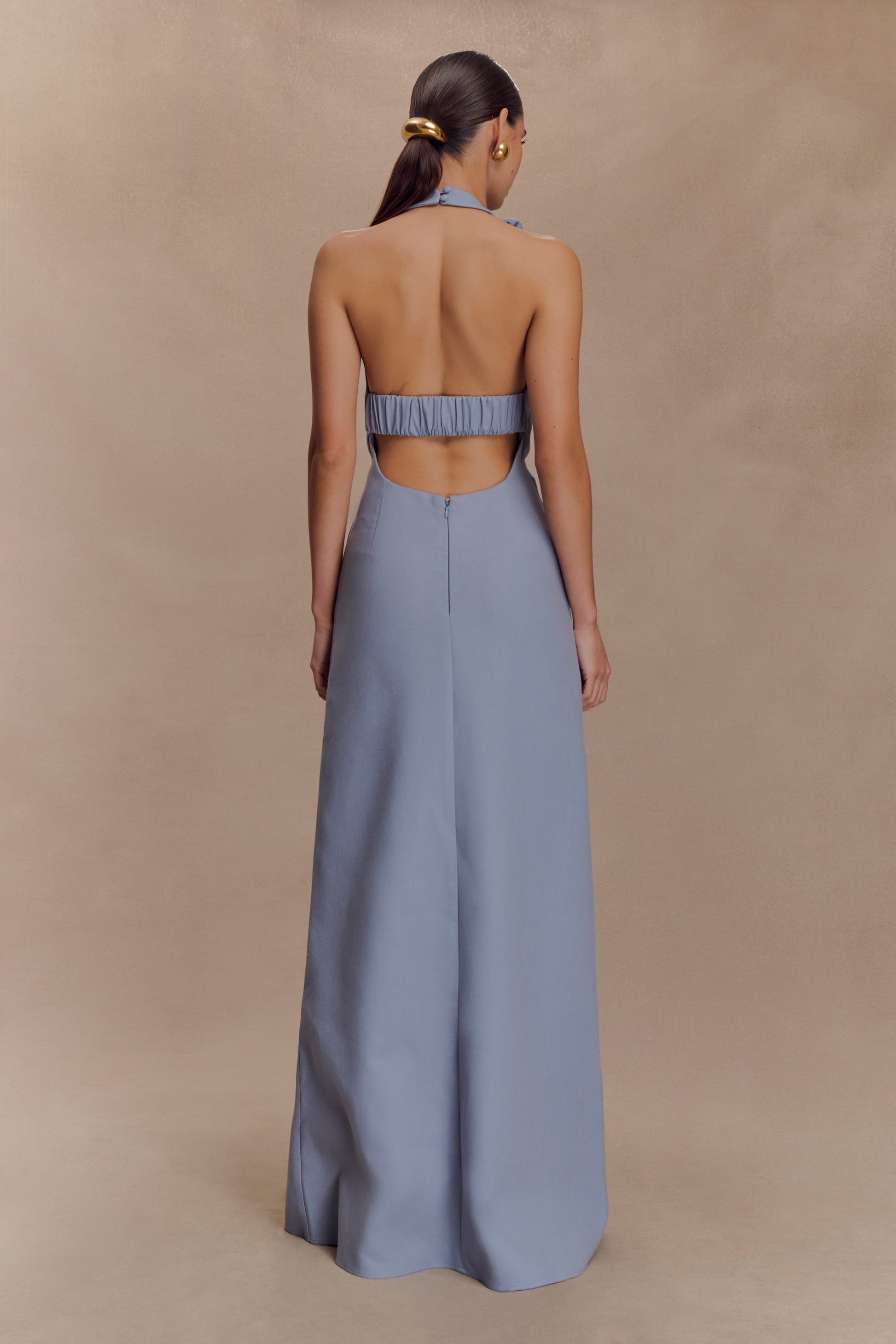 Carolyn Linen Bubble Maxi Dress - Misty Blue #2