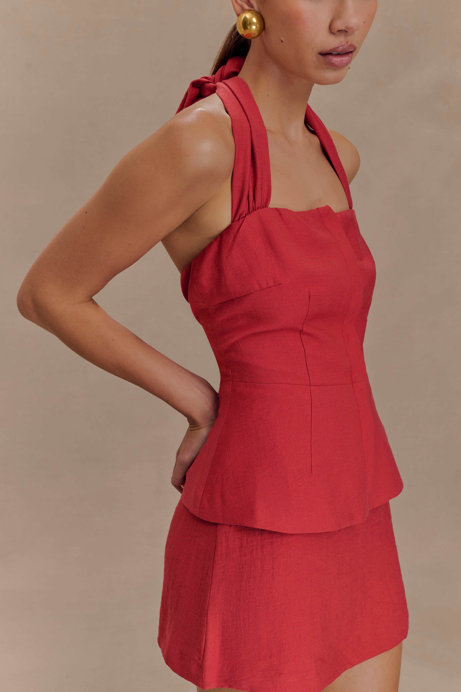 Kallie Linen Skort - Burnt Rose #3