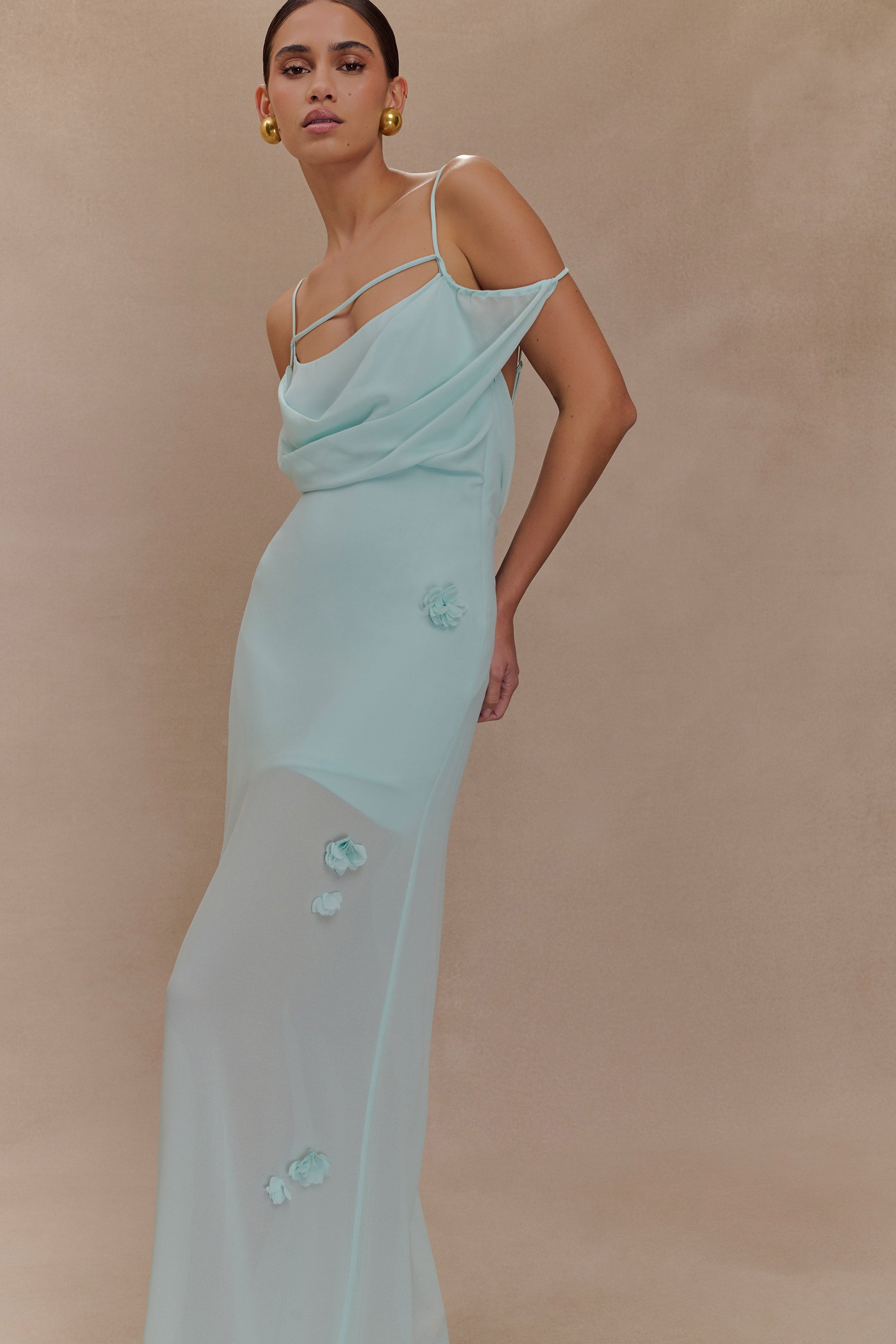 Rosalie Floral Chiffon Maxi Dress - Lagoon #4