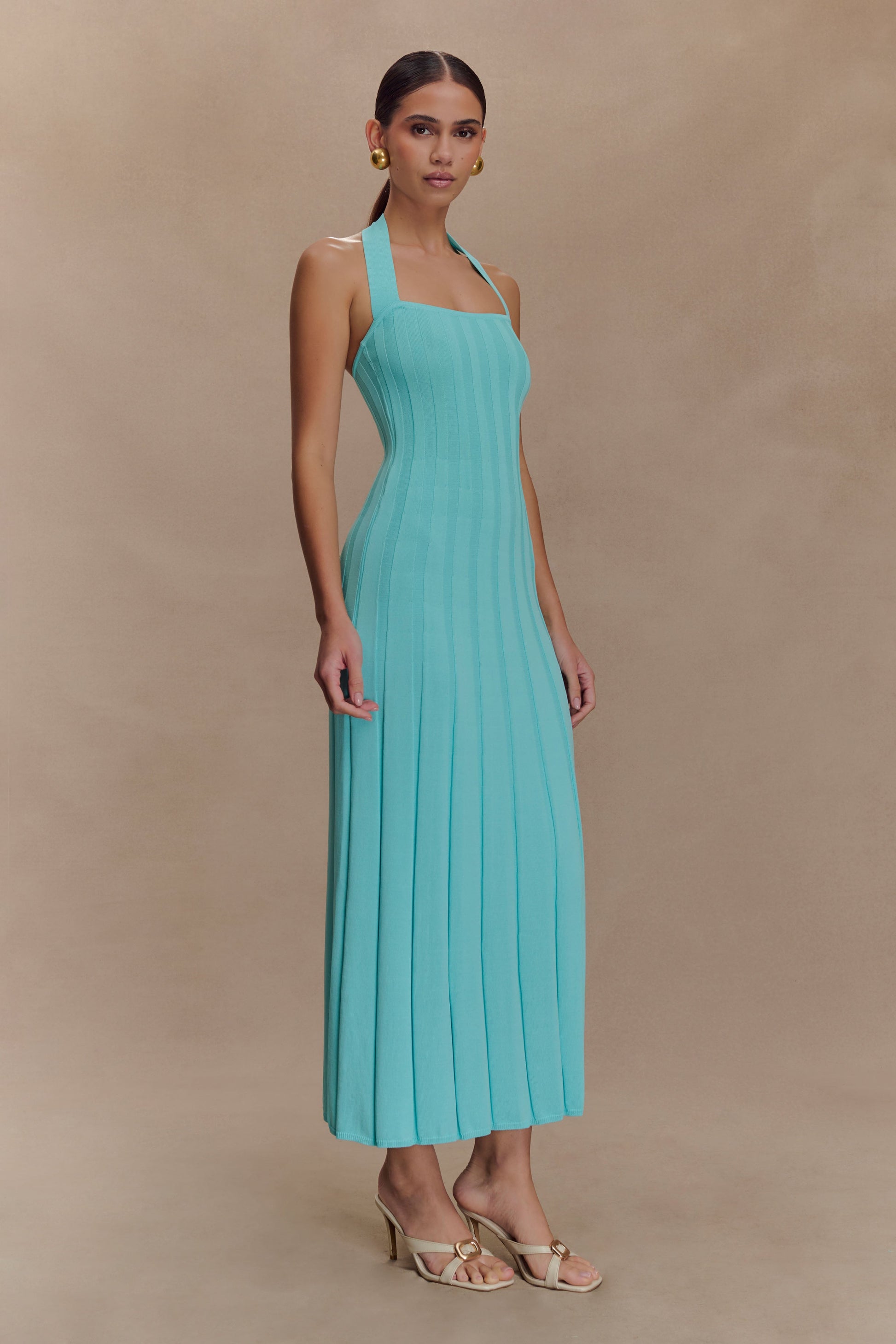 Jacqui Halter Knit Midi Dress - Cyan Blue #4