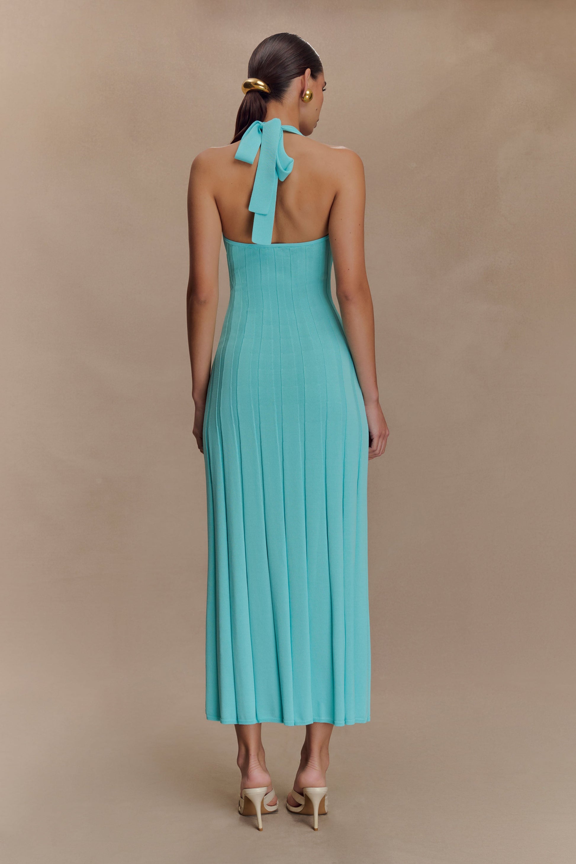 Jacqui Halter Knit Midi Dress - Cyan Blue #5