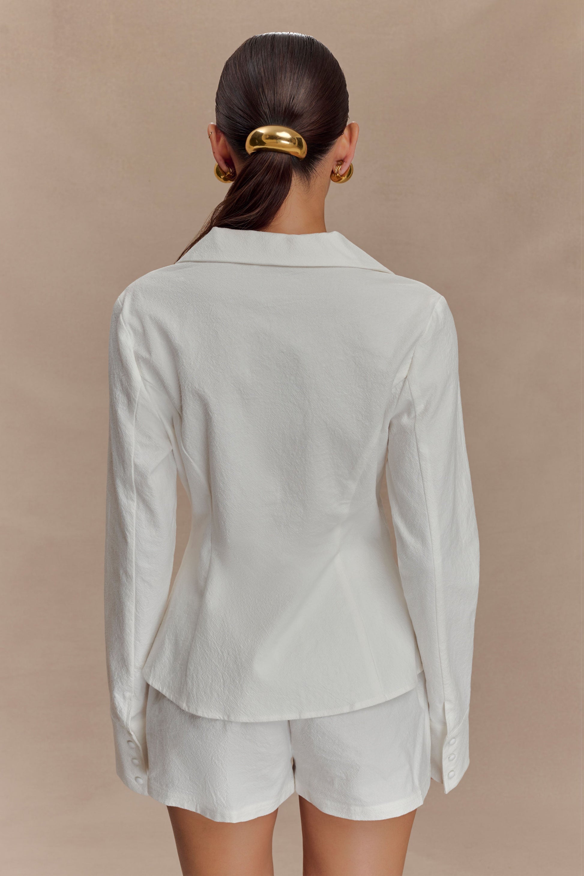 Annalee Cotton Beaded Tie Shirt - White #2