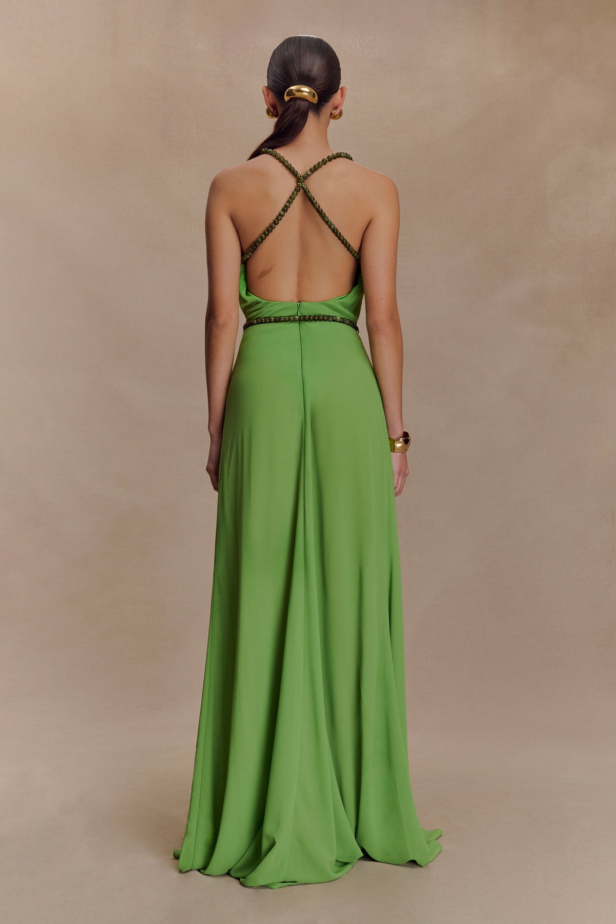 Elaine Chiffon Beaded Maxi Dress - Green #2