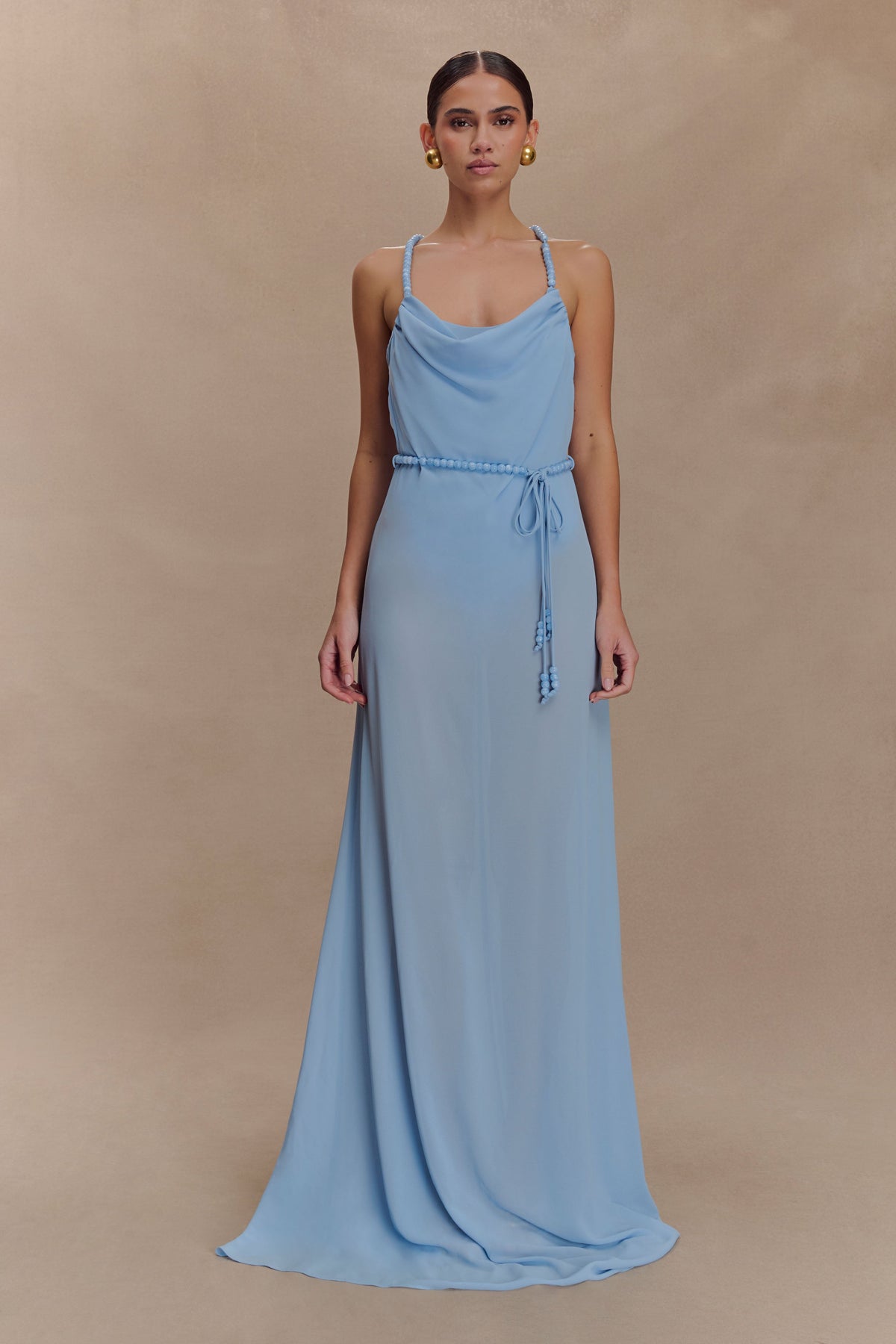 Elaine Chiffon Beaded Maxi Dress - Sky Blue #3