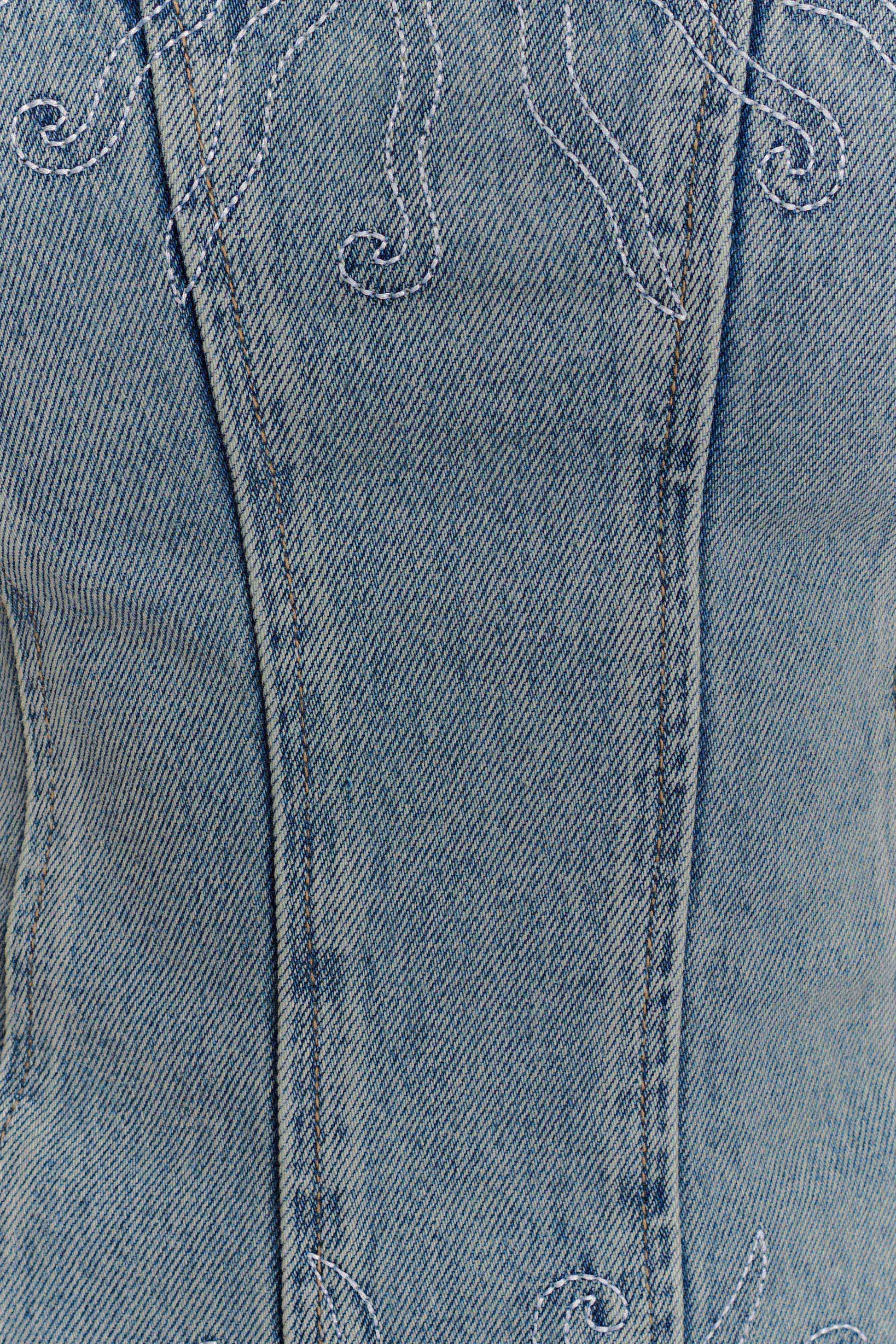 Alessia Embroidered Denim Corset - Light Vintage #7