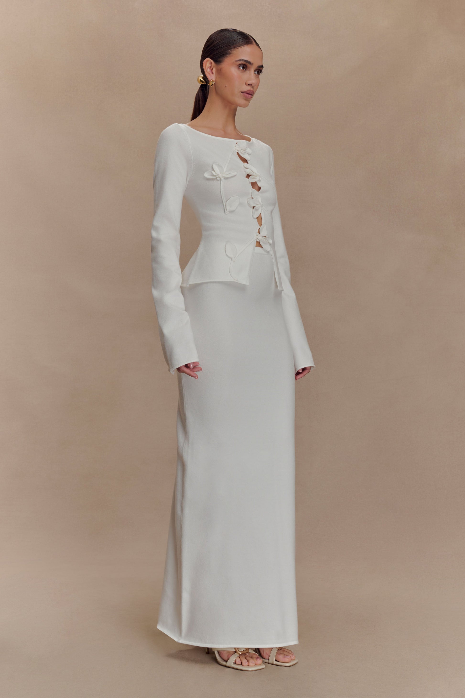 Alejandra Knit Maxi Skirt - White #4