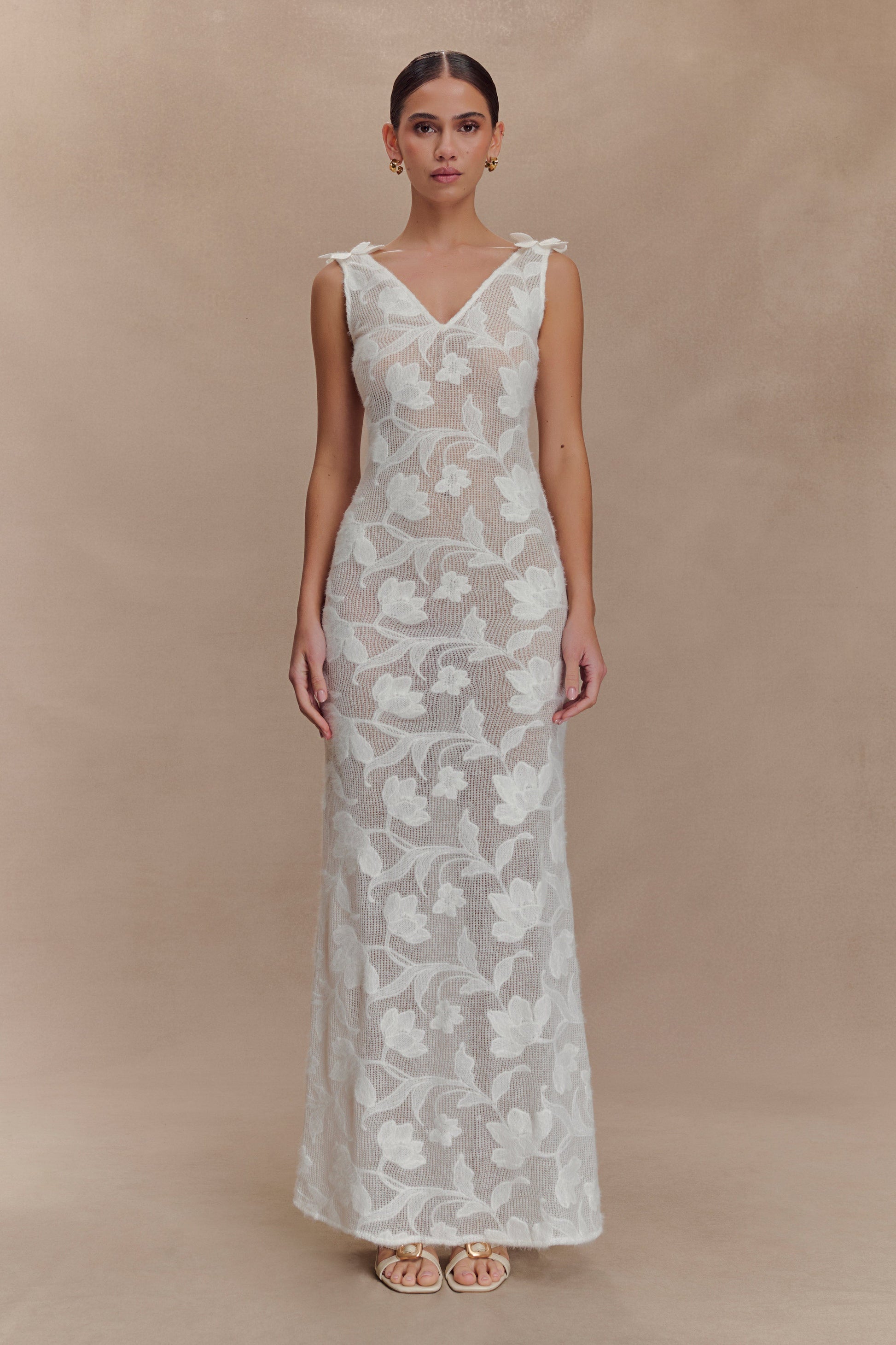Cornelia Floral Sheer Maxi Dress - Ivory #3