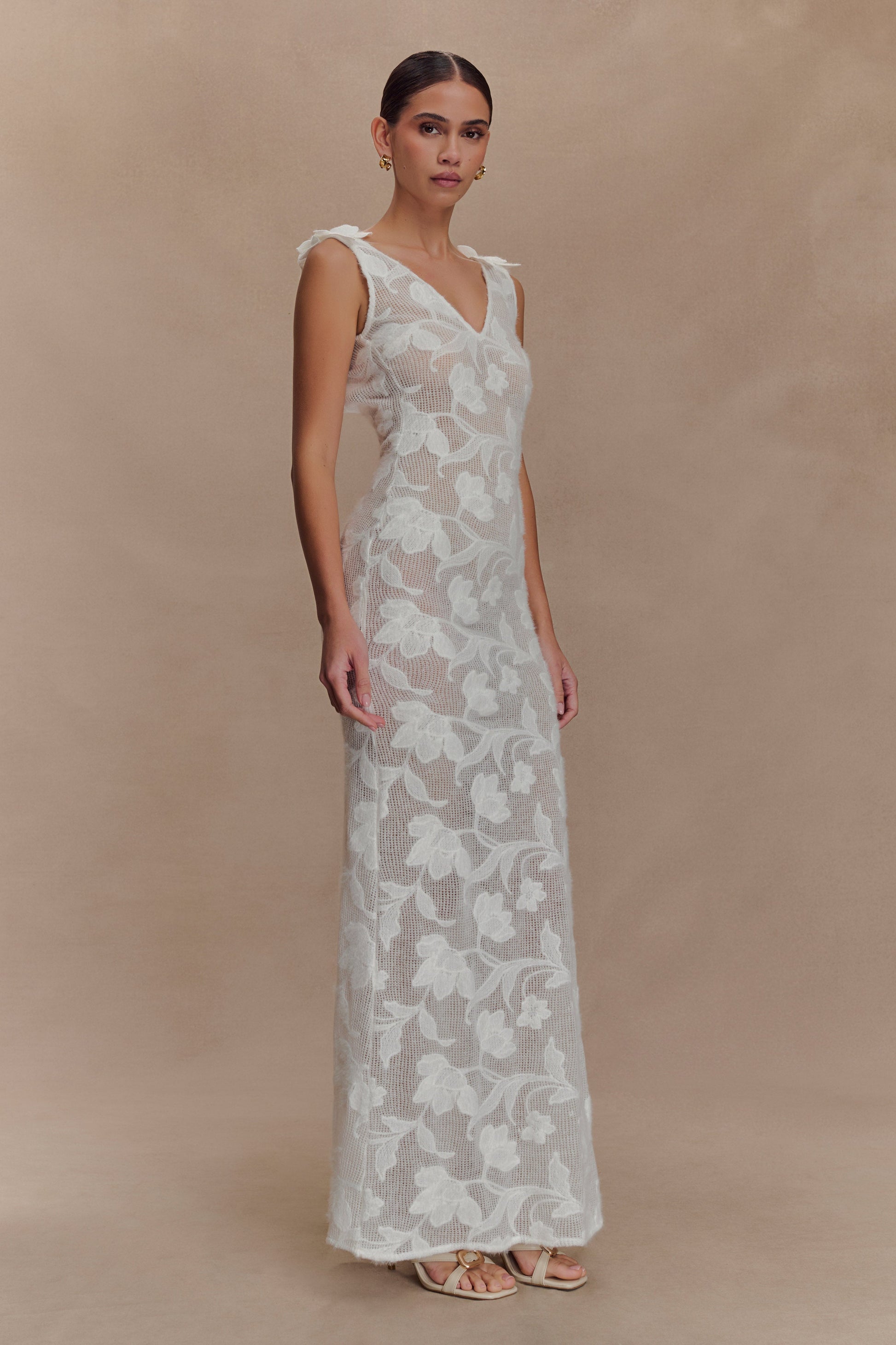 Cornelia Floral Sheer Maxi Dress - Ivory #5