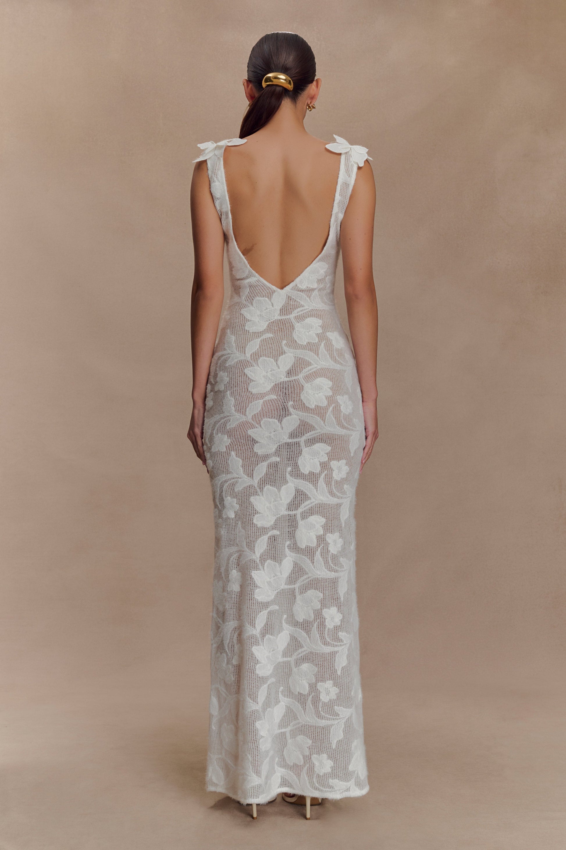 Cornelia Floral Sheer Maxi Dress - Ivory #4