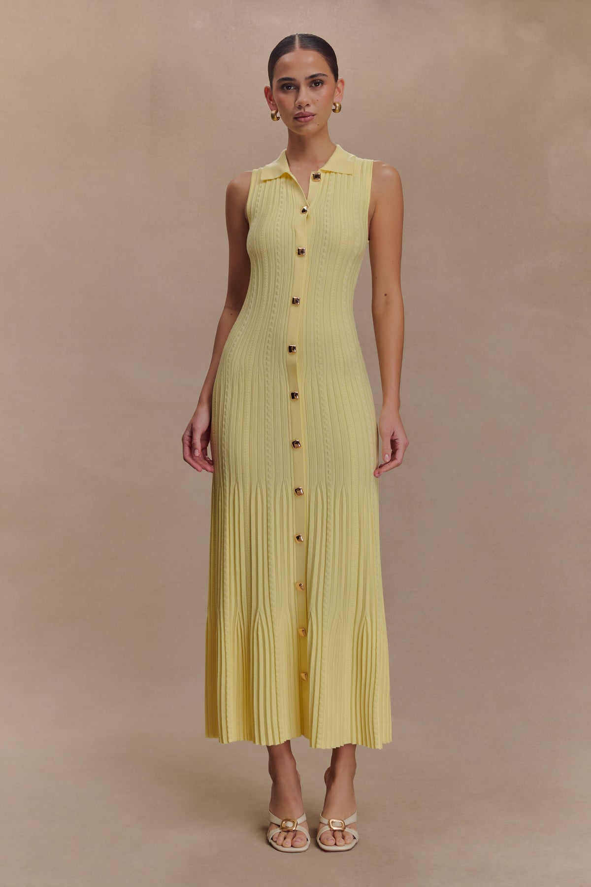 Margie Sleeveless Knit Midi Dress - Lemon
