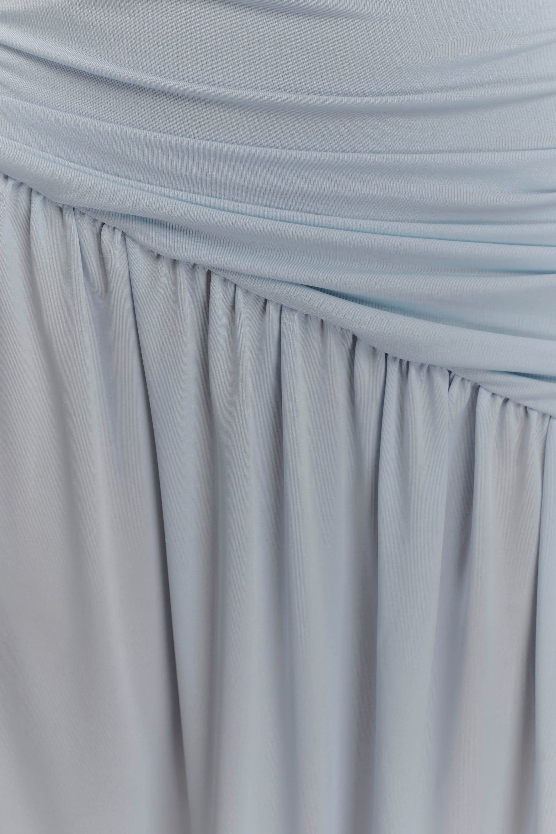 Bex Strapless Slinky Maxi Dress With Split - Pale Blue #6
