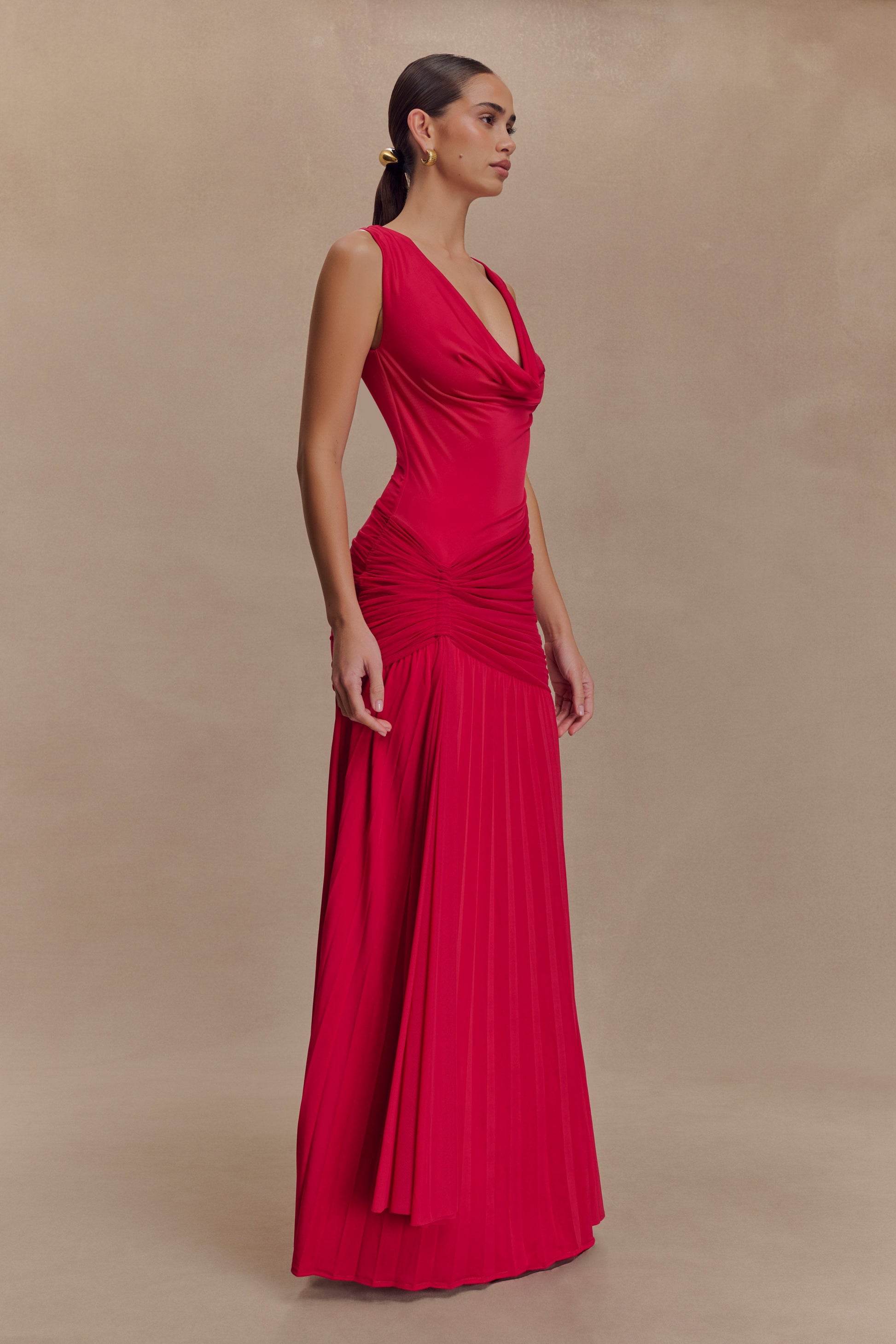 Dania Cowl Neck Slinky Maxi Dress - Fuchsia Pink #5