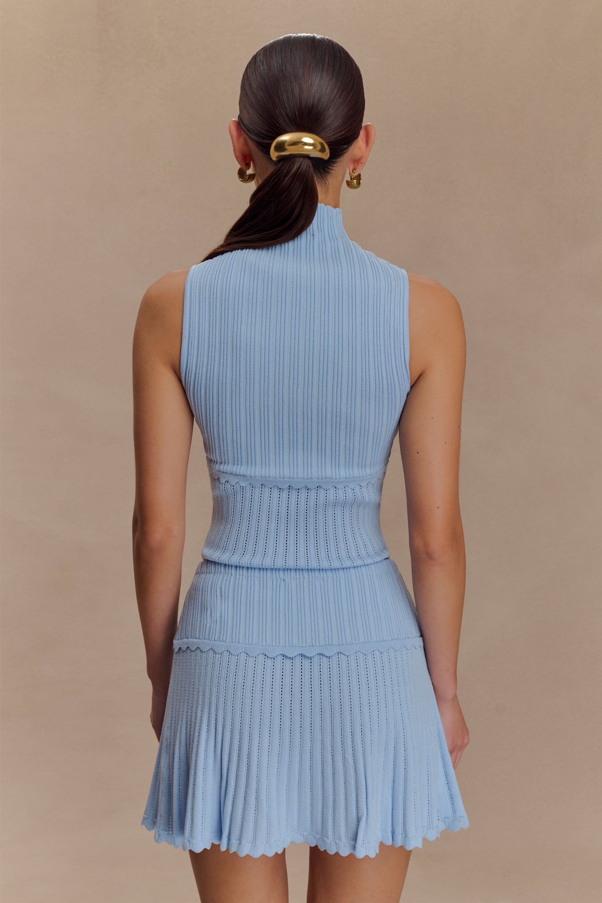 Indy Pointelle Knit Mini Skirt - Cornflower Blue #5