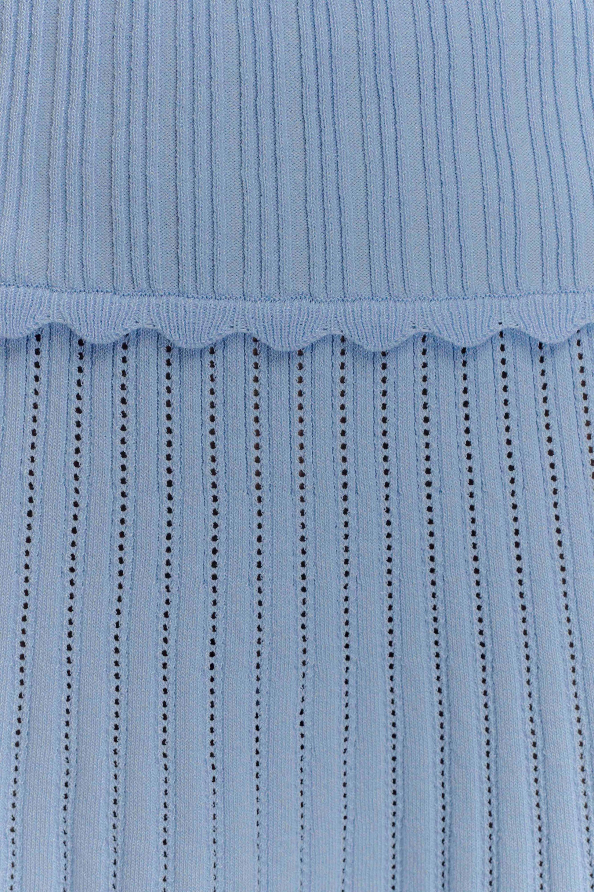 Indy Pointelle Knit Mini Skirt - Cornflower Blue #7