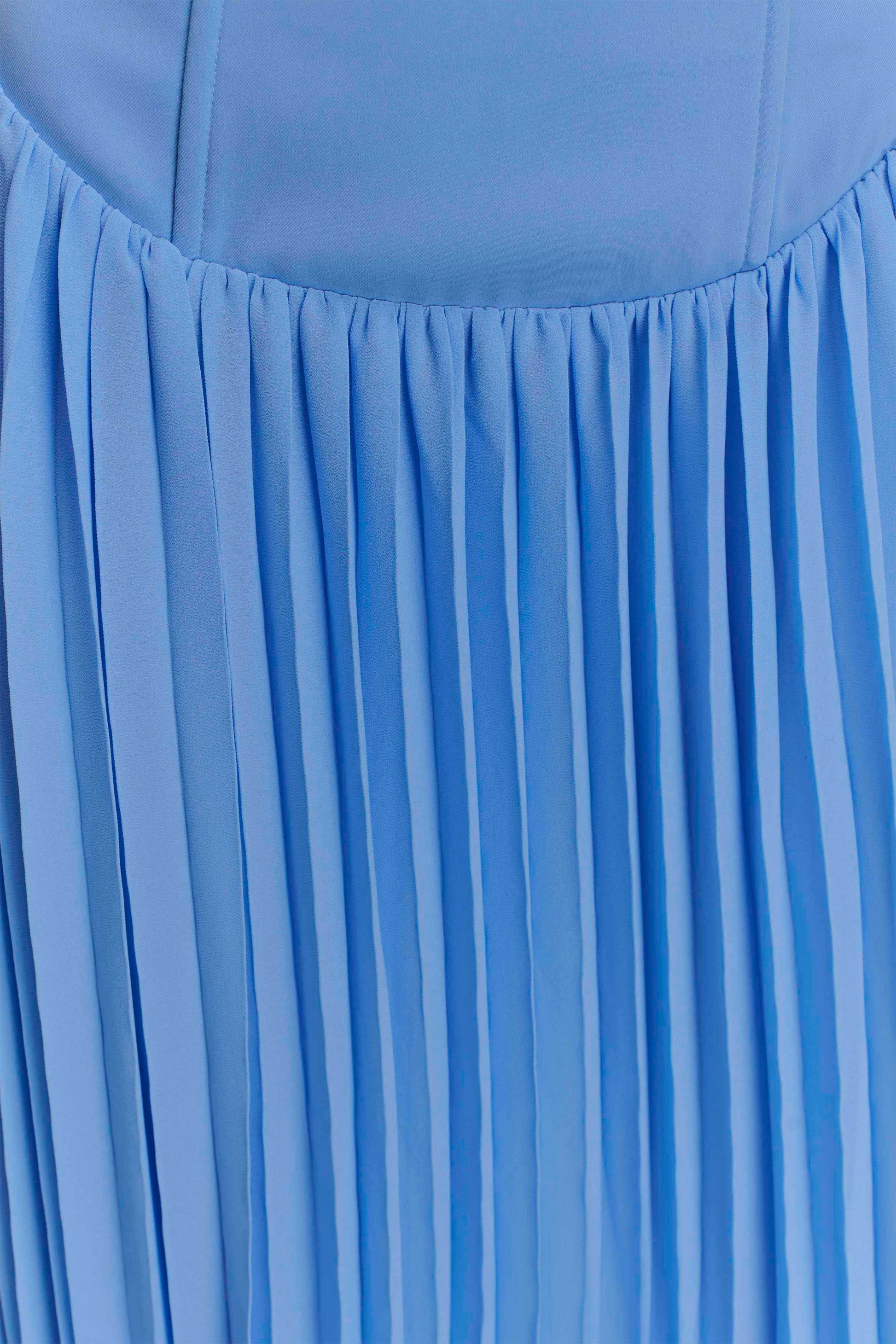 Stacie Pleated Halter Maxi Dress - Bright Blue | MESHKI UK Stacie Pleated Halter Maxi Dress - Bright Blue | MESHKI UK