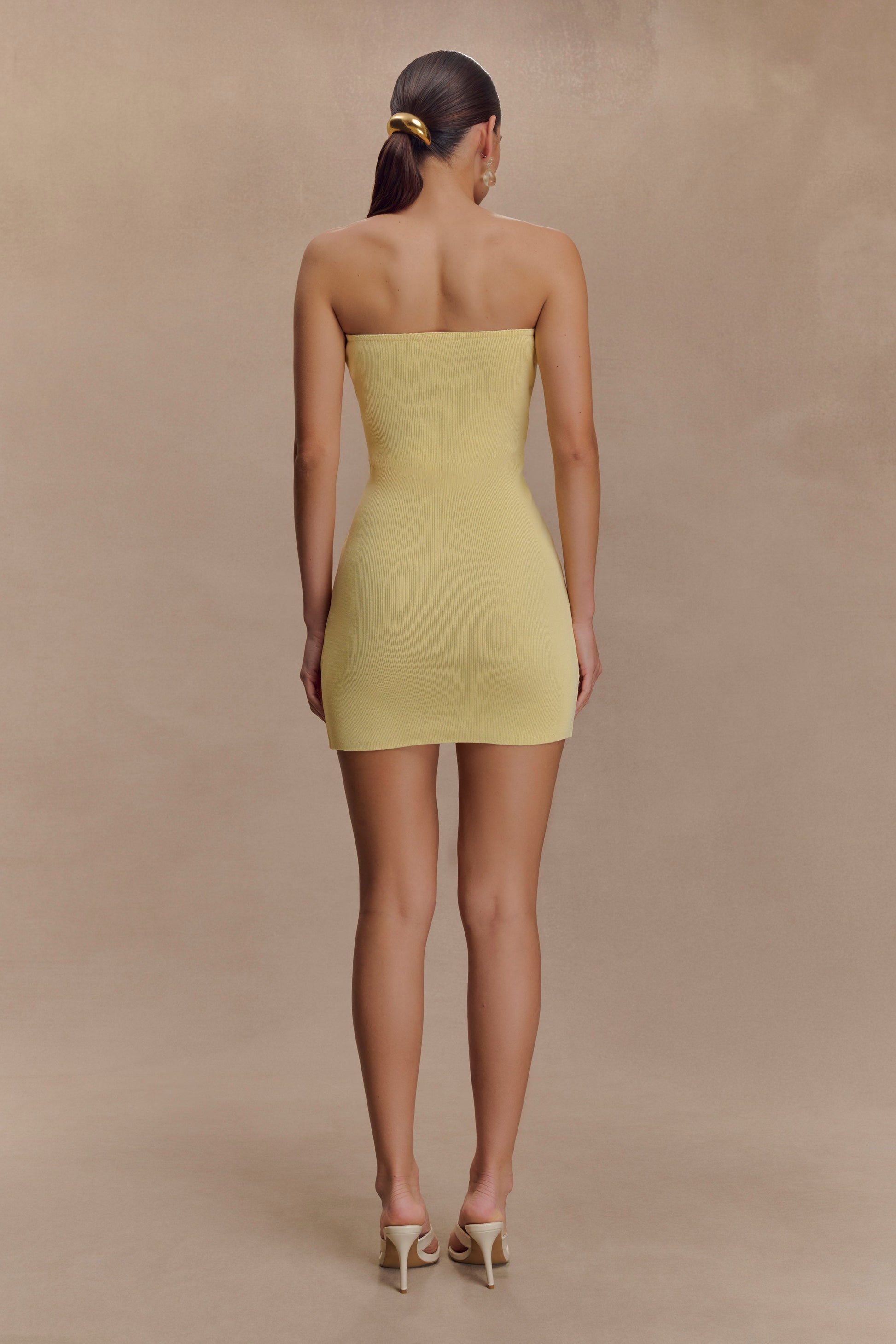 Rian Strapless Knit Mini Dress - Lemon #2