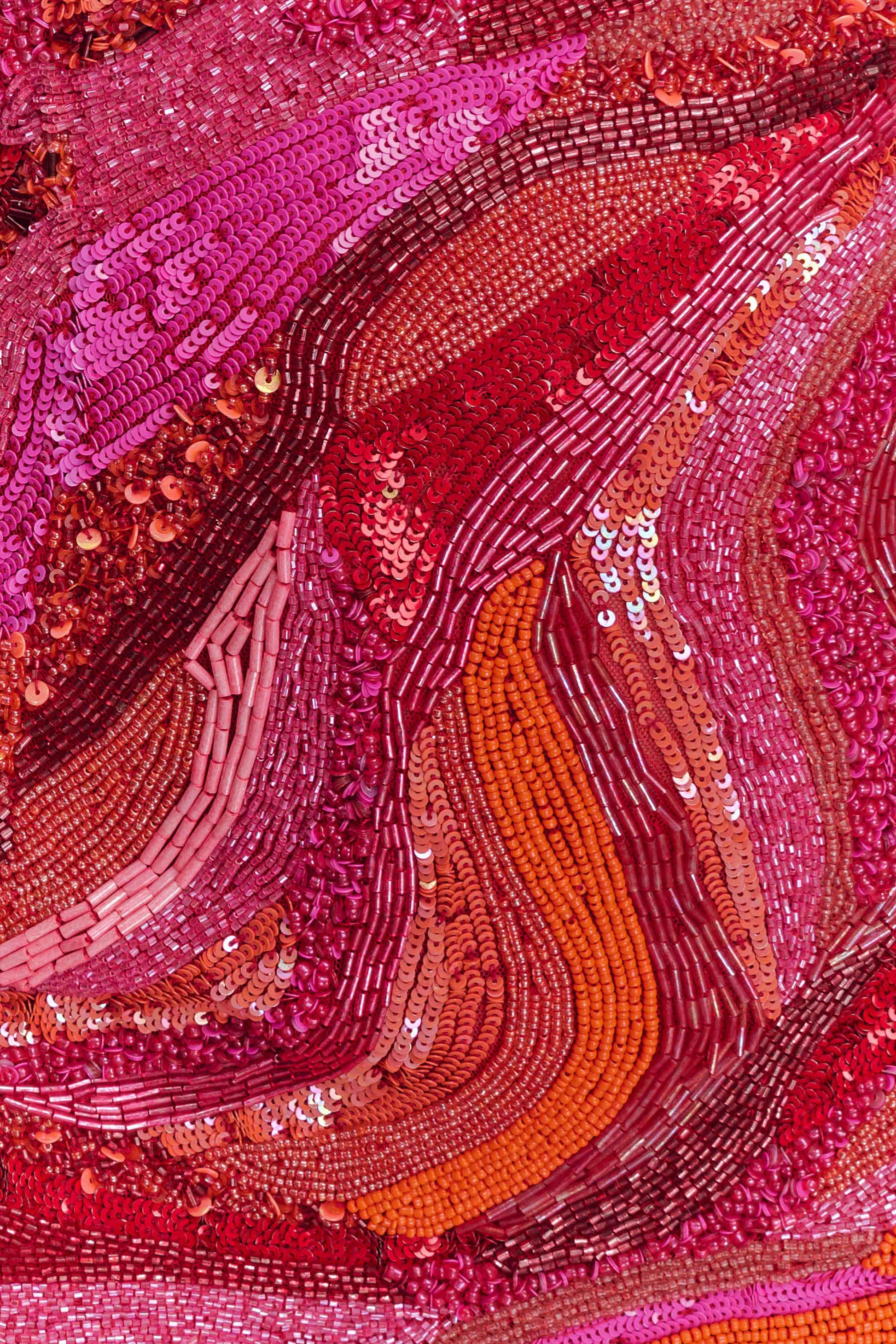 Eloise Hand Beaded Mini Dress - Pink Swirl Print #8