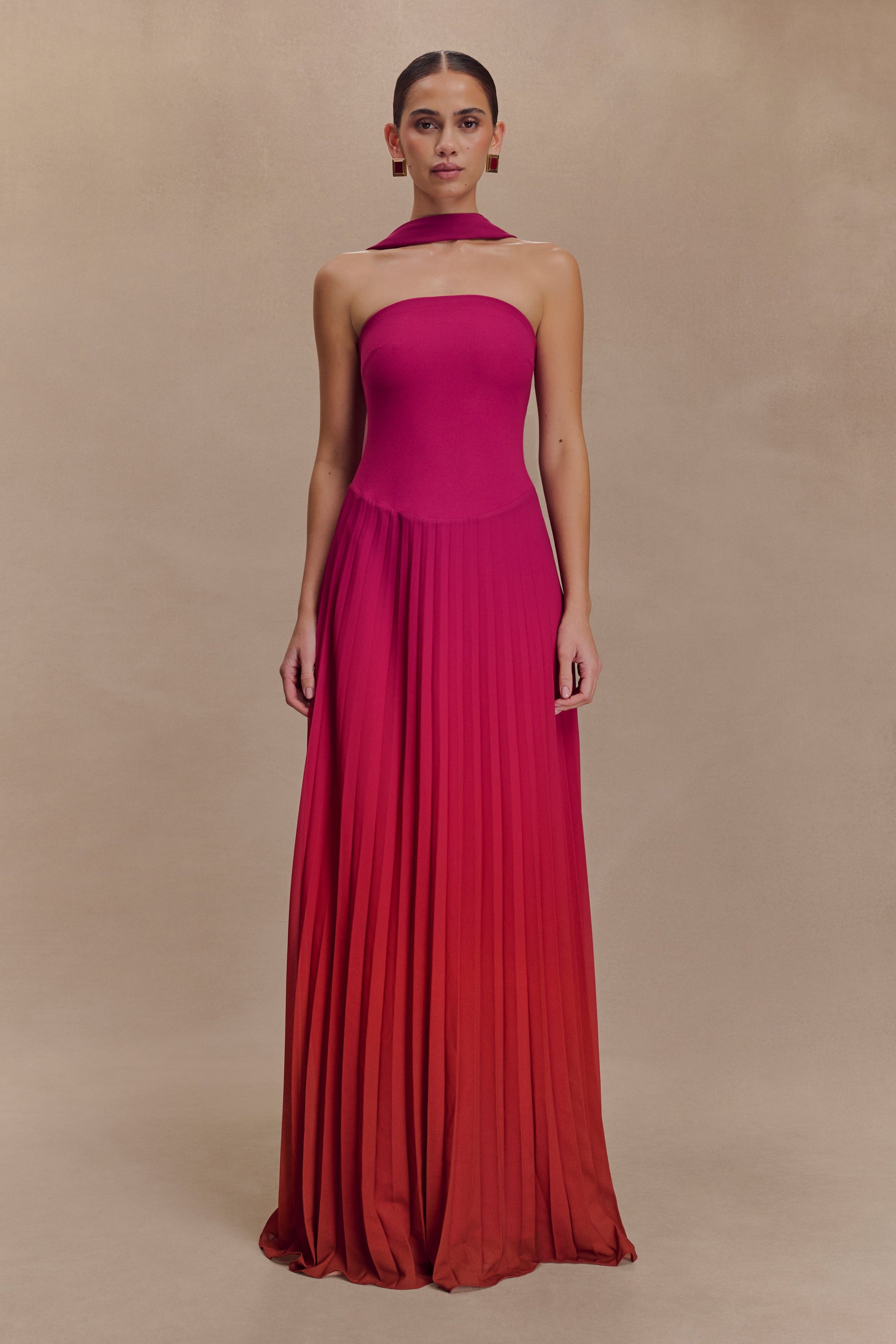 Caira Chiffon Scarf Maxi Dress - Ombre Dark Pink #2