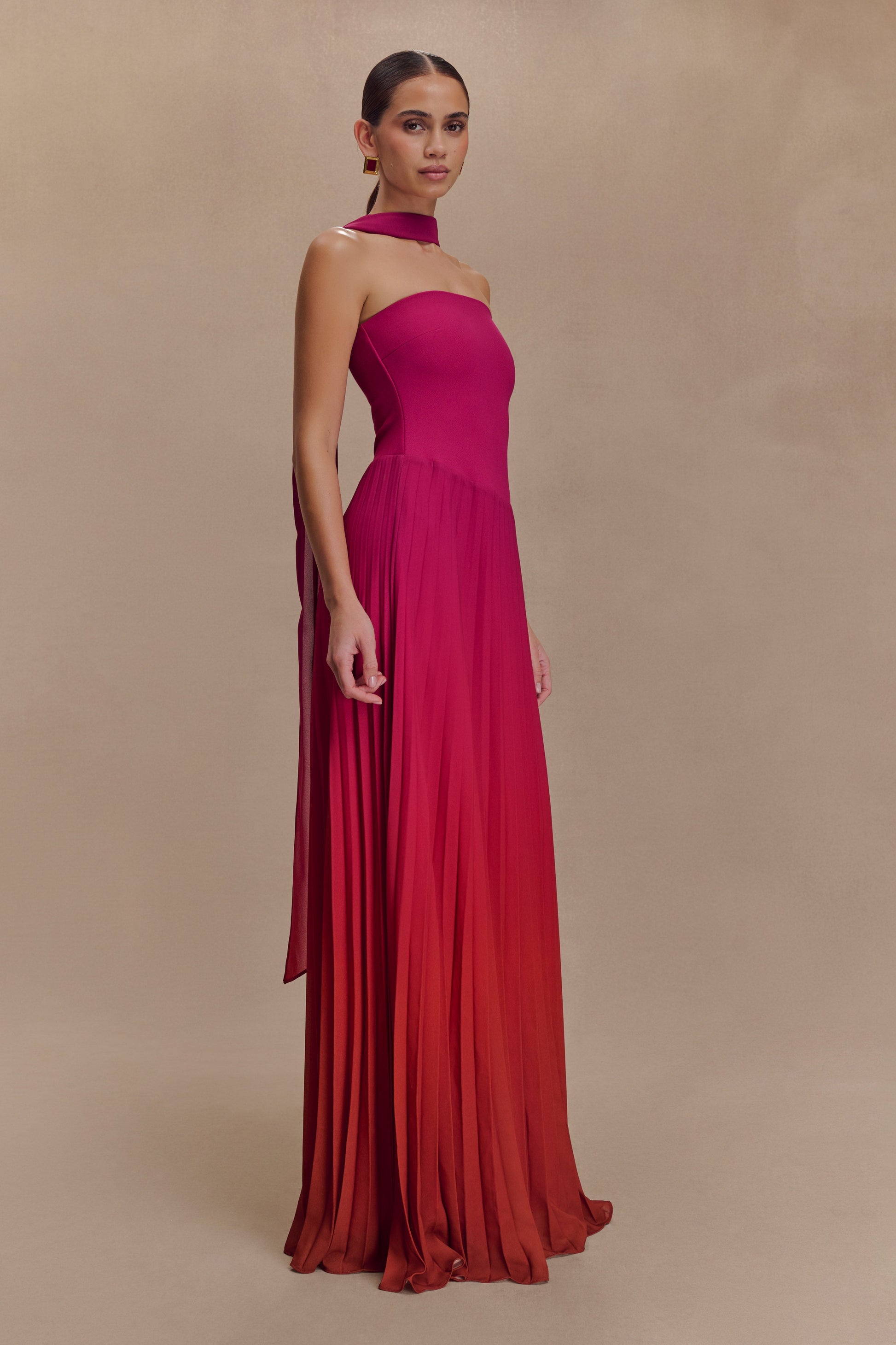 Caira Chiffon Scarf Maxi Dress - Ombre Dark Pink #5