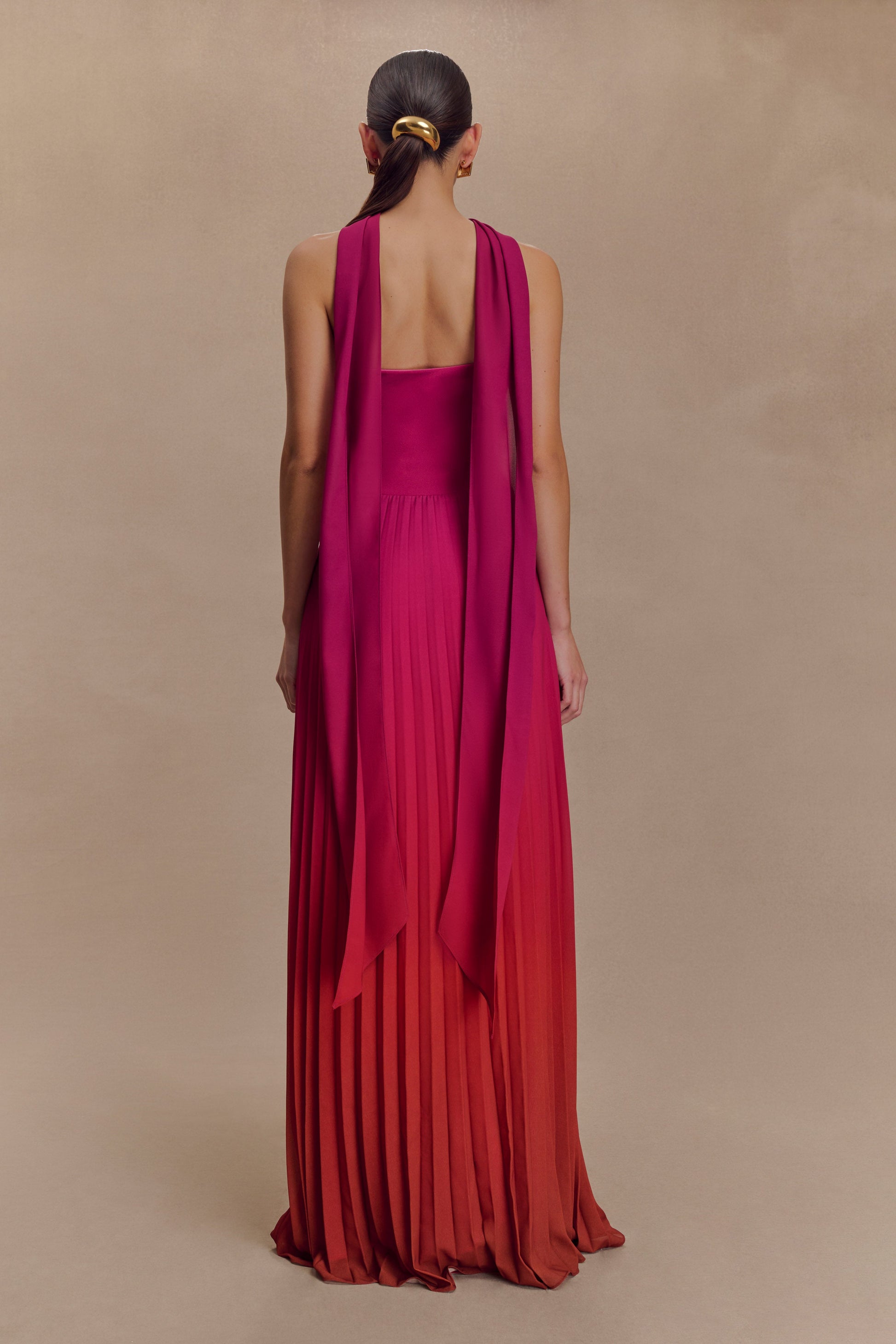 Caira Chiffon Scarf Maxi Dress - Ombre Dark Pink #3